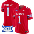 Men's Kansas Jayhawks 2024 Vapor Limited Jersey - All Stitched - Red, Kenny Logan Jr.