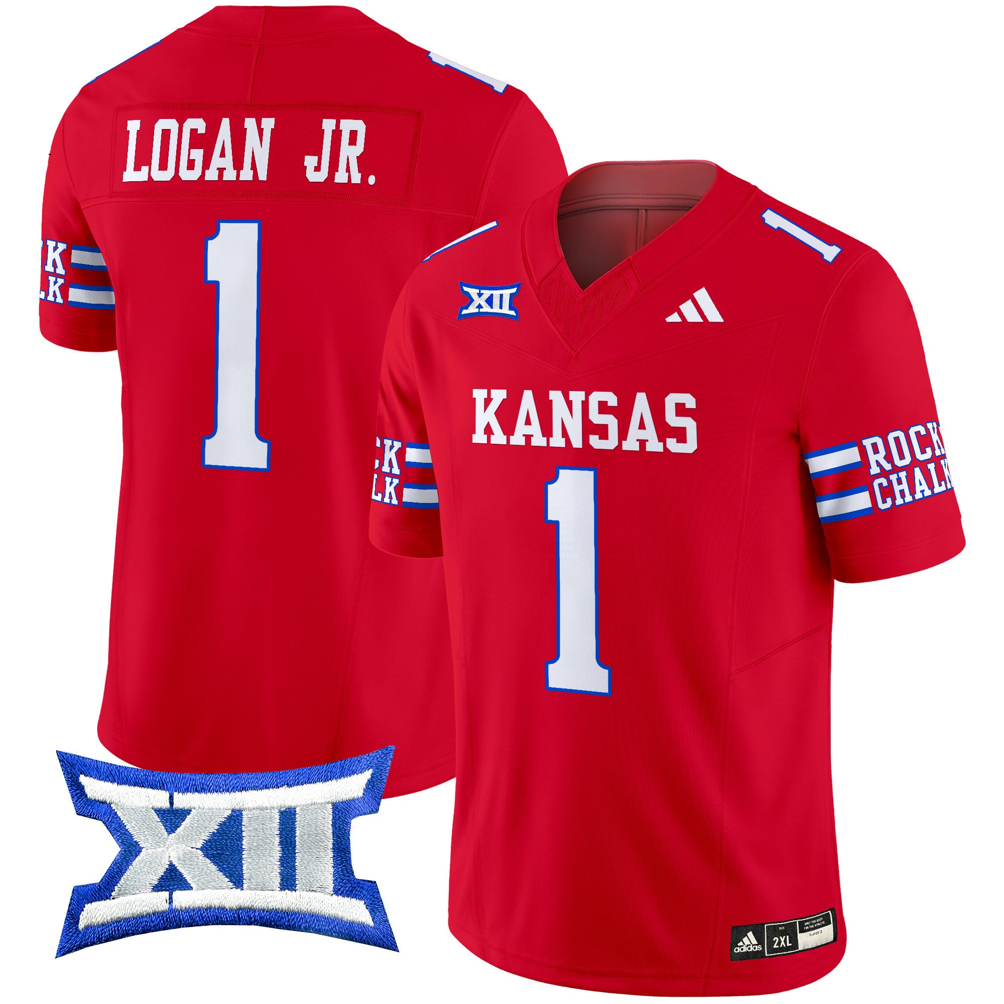 Men's Kansas Jayhawks 2024 Vapor Limited Jersey - All Stitched - Red, Kenny Logan Jr.