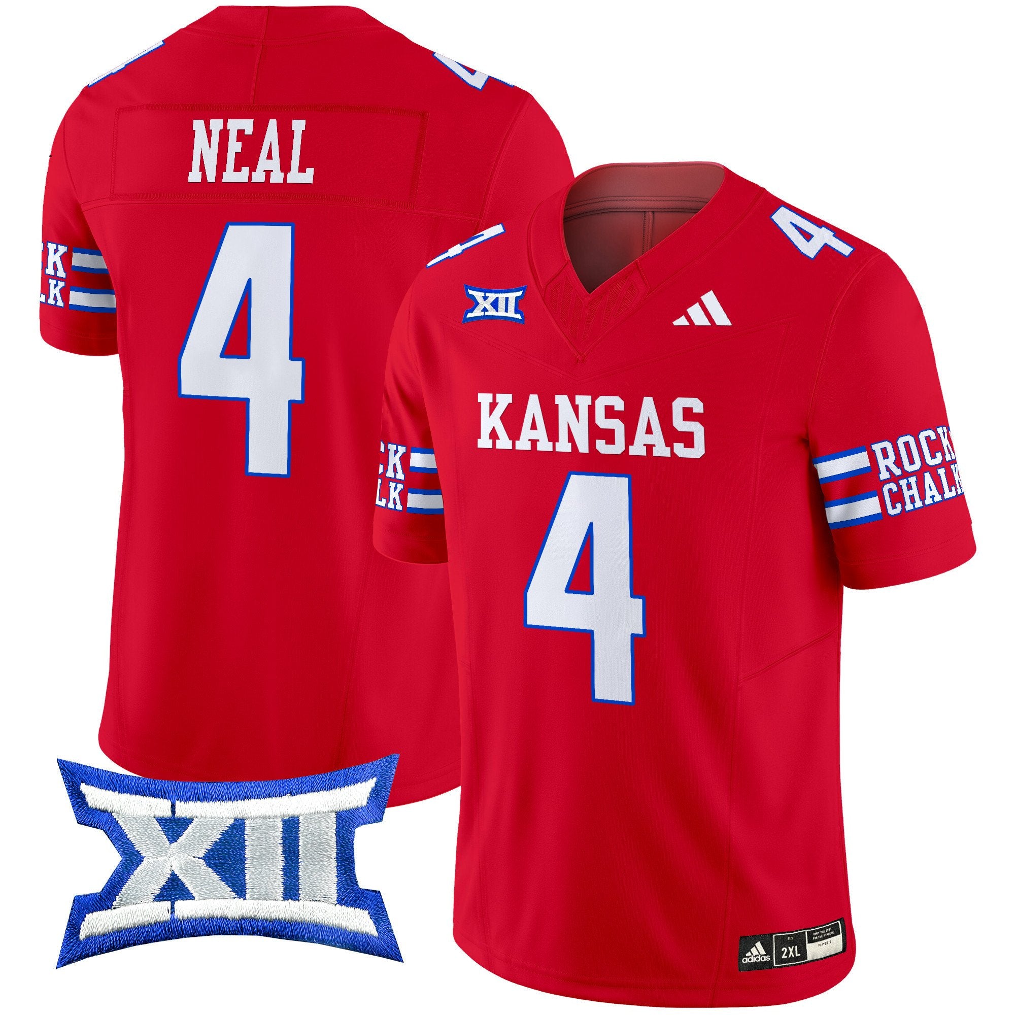Men's Kansas Jayhawks 2024 Vapor Limited Jersey - All Stitched - Red, Devin Neal