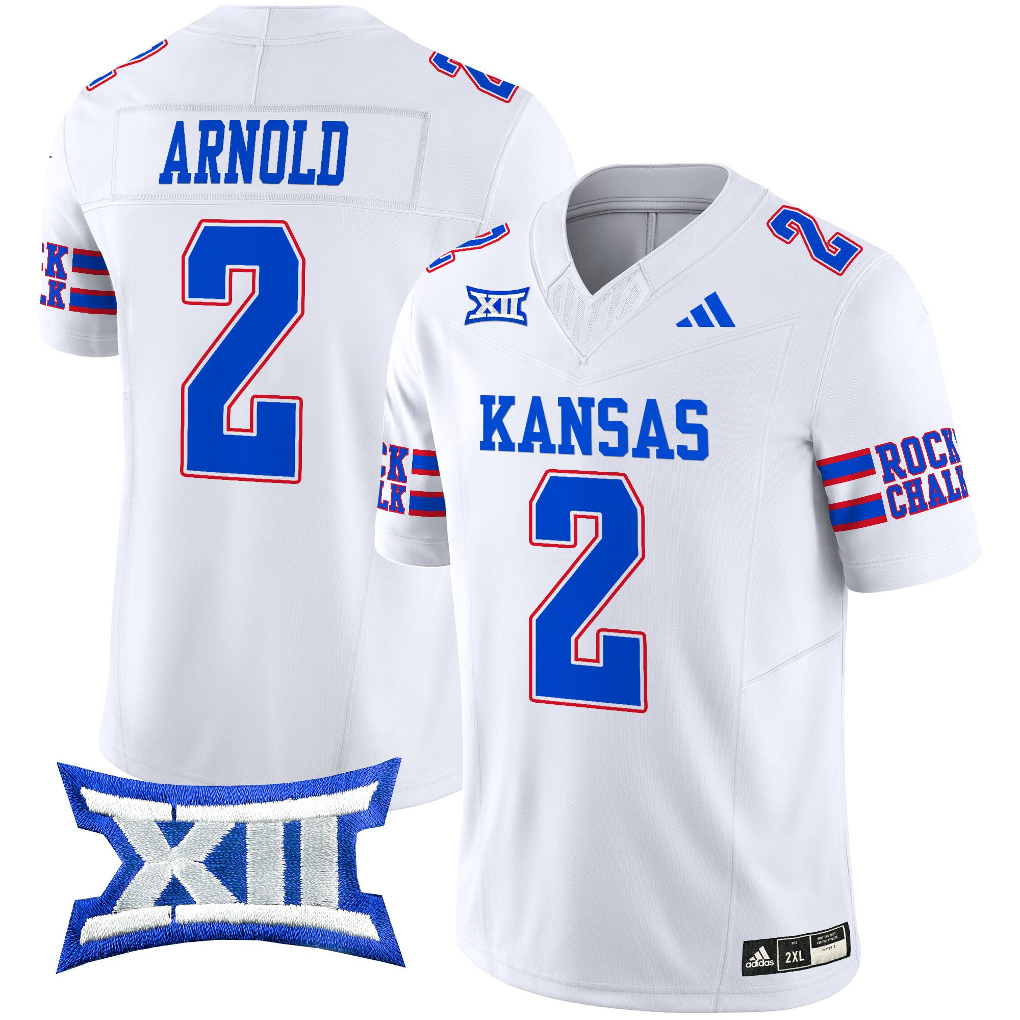 Men's Kansas Jayhawks 2024 Vapor Limited Jersey - All Stitched - White, Lawrence Arnold