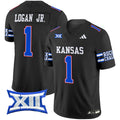 Men's Kansas Jayhawks 2024 Vapor Limited Jersey - All Stitched - Black, Kenny Logan Jr.
