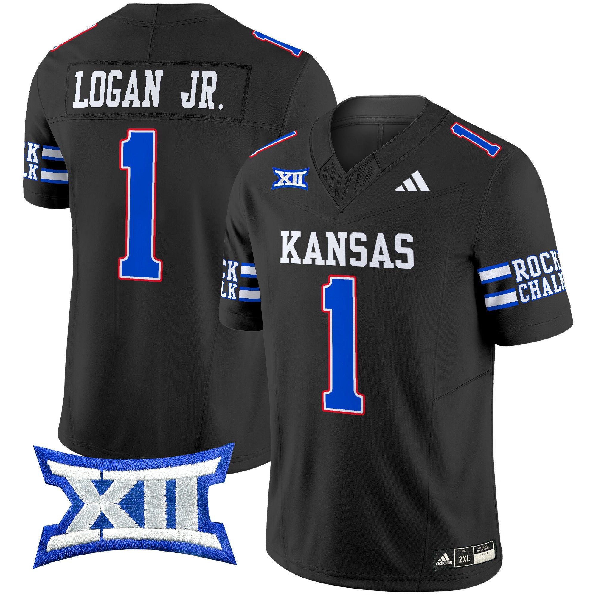 Men's Kansas Jayhawks 2024 Vapor Limited Jersey - All Stitched - Black, Kenny Logan Jr.