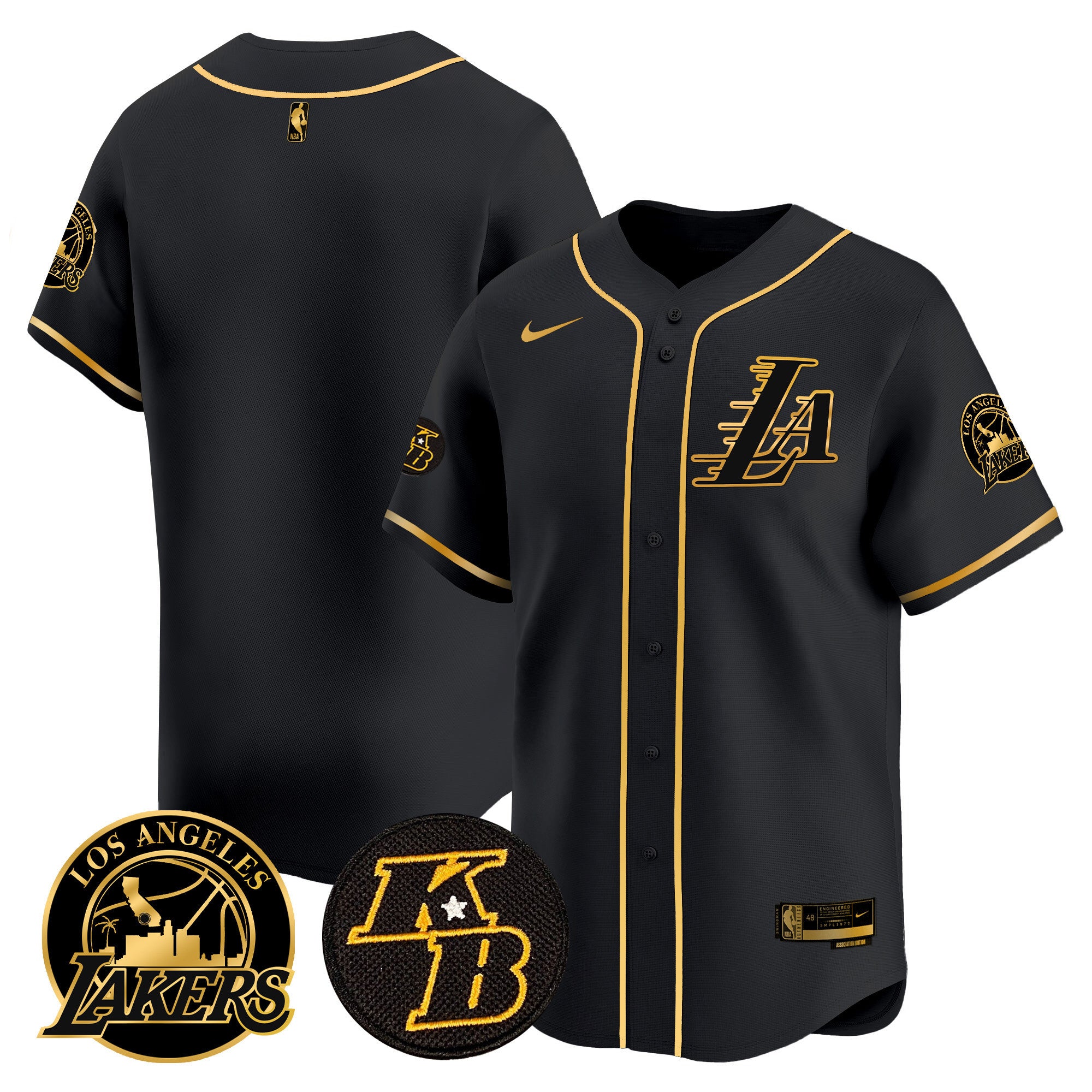 Men's Lakers Kobe Bryant Patch Vapor Premier Limited Jersey - All Stitched - Black Gold, Team