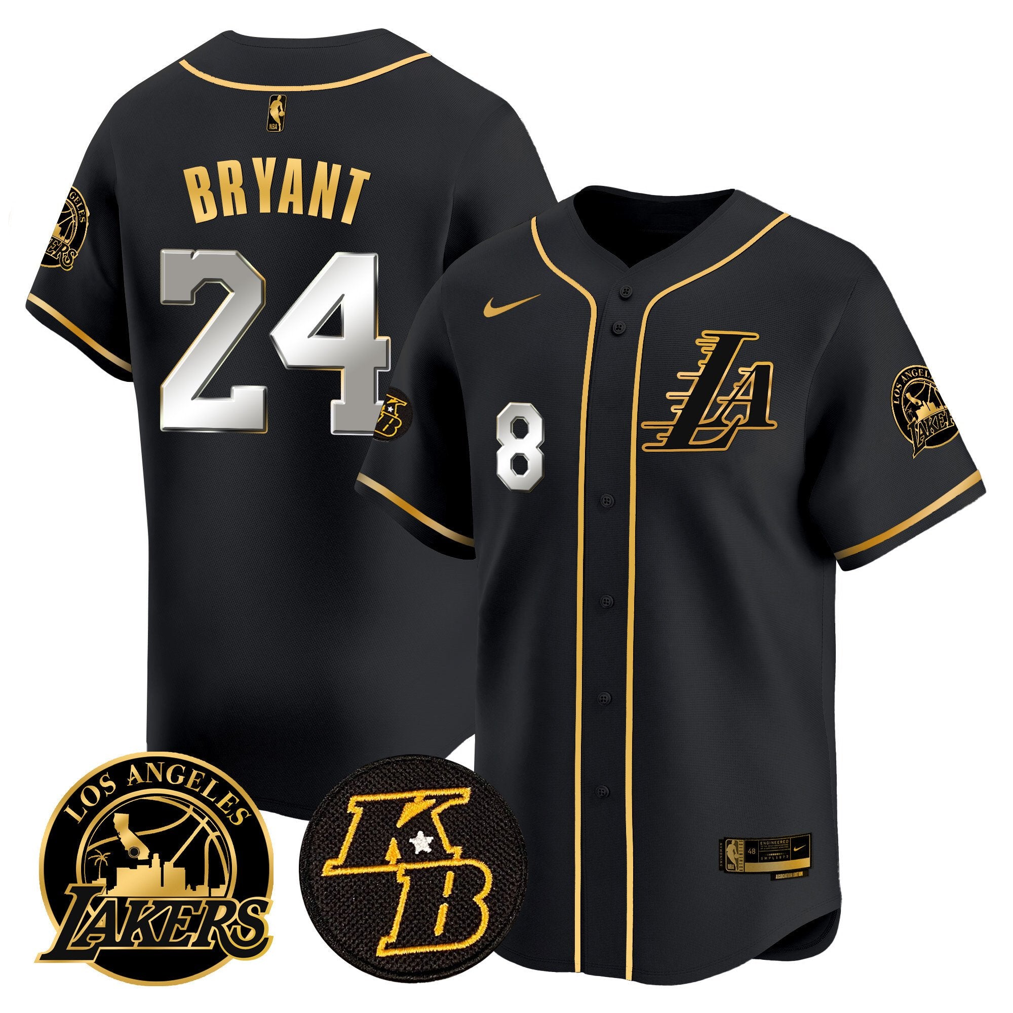 Men's Lakers Kobe Bryant Patch Vapor Premier Limited Jersey - All Stitched - Black Gold, Kobe Bryant