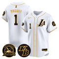 Men's Lakers Kobe Bryant Patch Vapor Premier Limited Jersey - All Stitched - White Gold, D'Angelo Russell