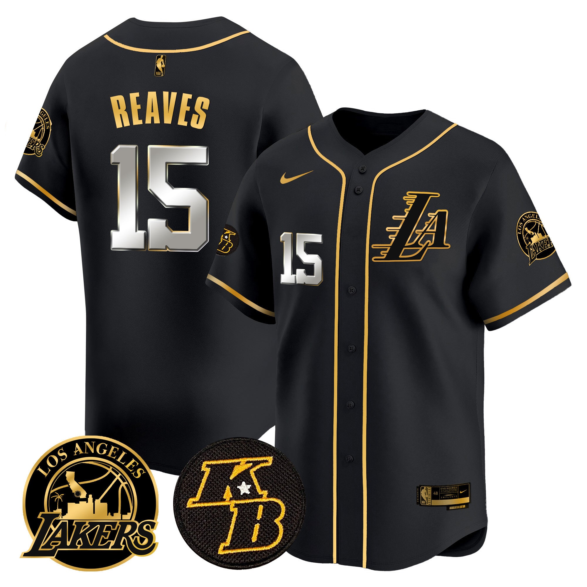 Men's Lakers Kobe Bryant Patch Vapor Premier Limited Jersey - All Stitched - Black Gold, Austin Reaves