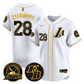 Men's Lakers Kobe Bryant Patch Vapor Premier Limited Jersey - All Stitched - White Gold, Rui Hachimura