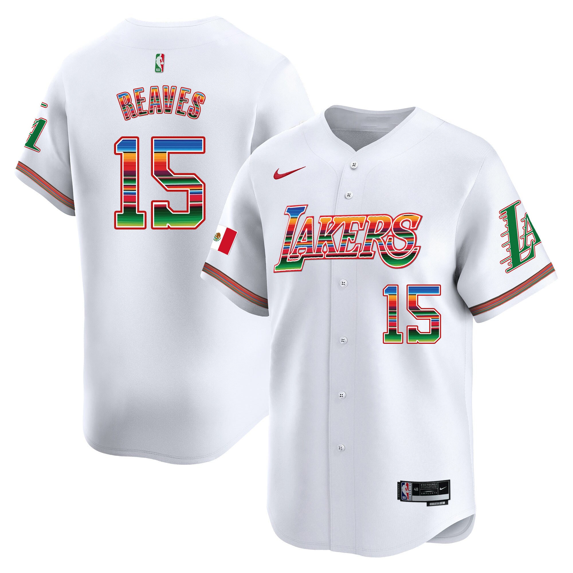 Men's Lakers Mexico Vapor Baseball Jersey - All Stitched - White, Austin Reaves
