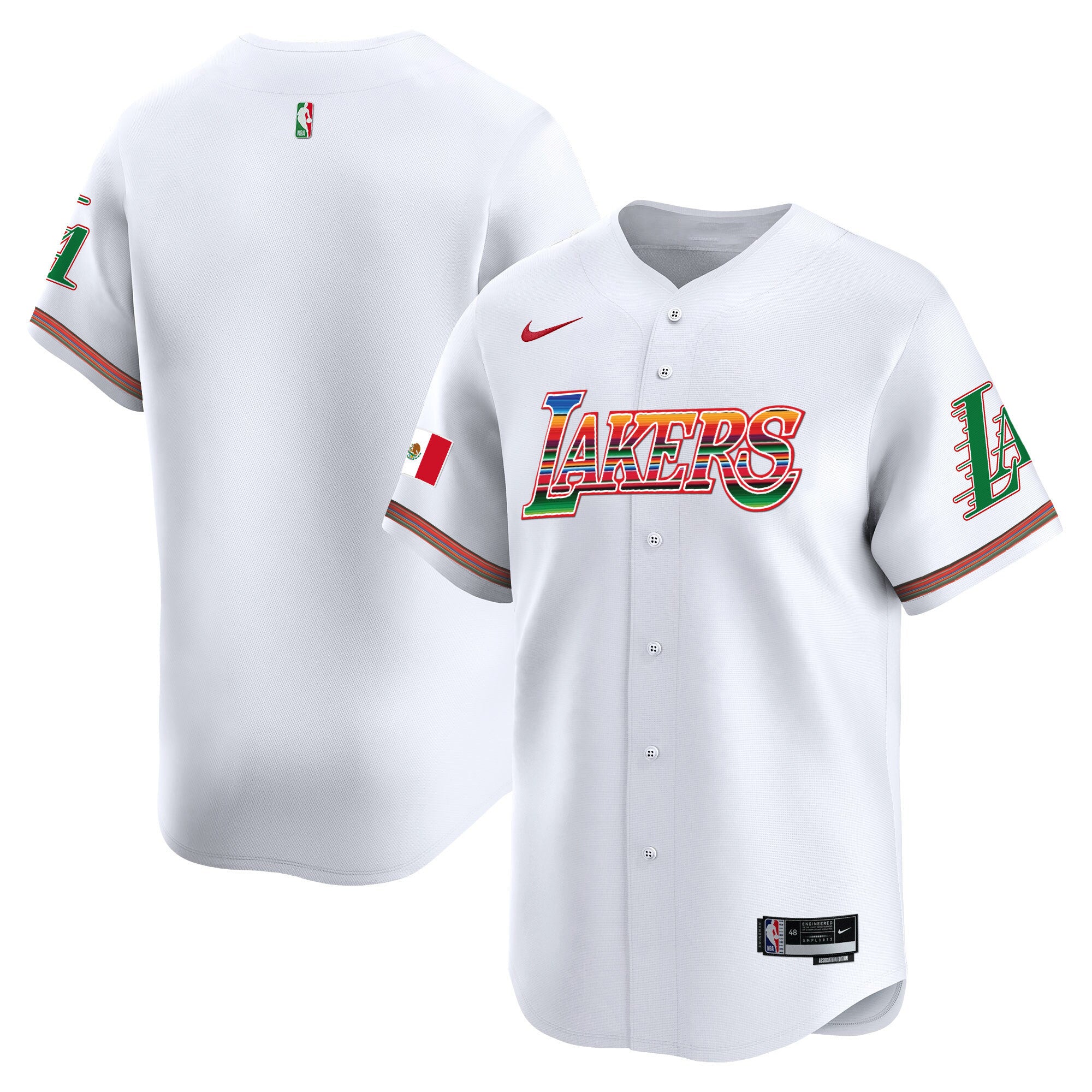 Men's Lakers Mexico Vapor Baseball Jersey - All Stitched - White, Team