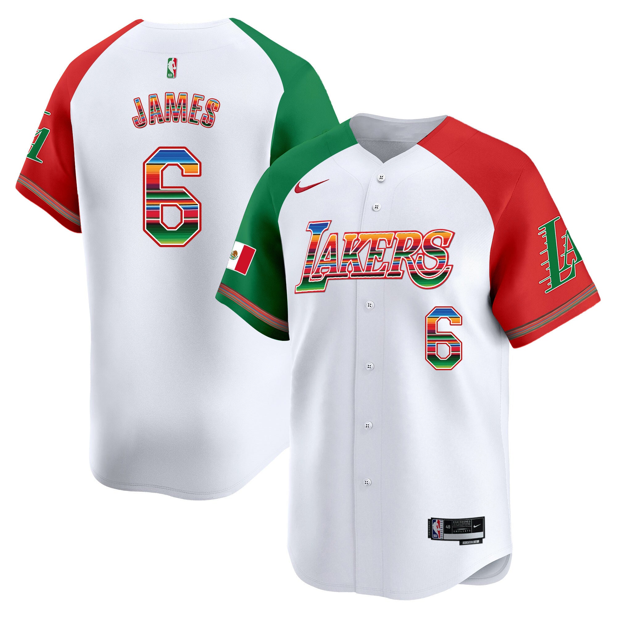 Men's Lakers Mexico Vapor Baseball Jersey - All Stitched - Alternate, LeBron James