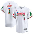 Men's Lakers Mexico Vapor Baseball Jersey - All Stitched - White, D'Angelo Russell