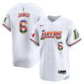 Men's Lakers Mexico Vapor Baseball Jersey - All Stitched - White, LeBron James