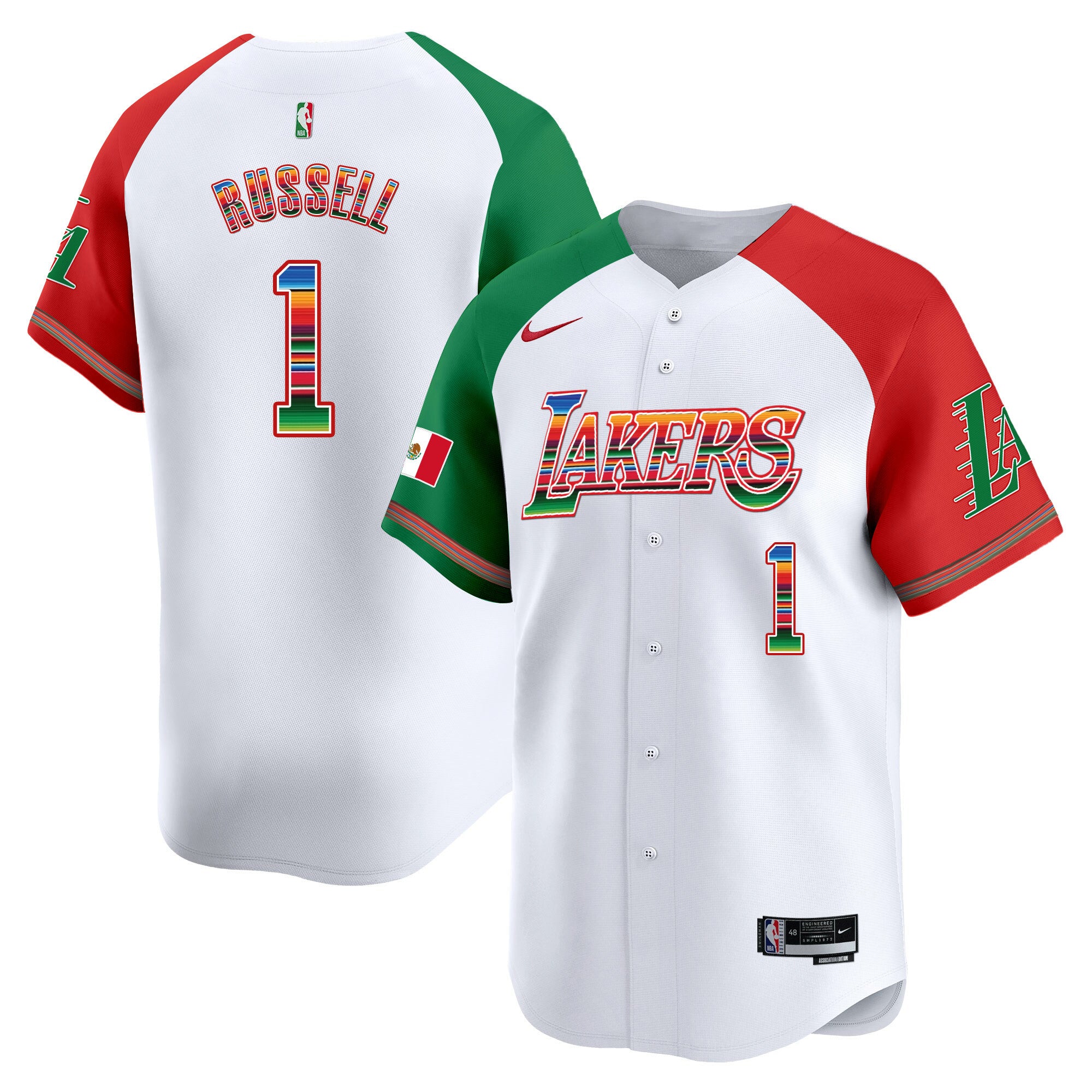 Men's Lakers Mexico Vapor Baseball Jersey - All Stitched - Alternate, D'Angelo Russell