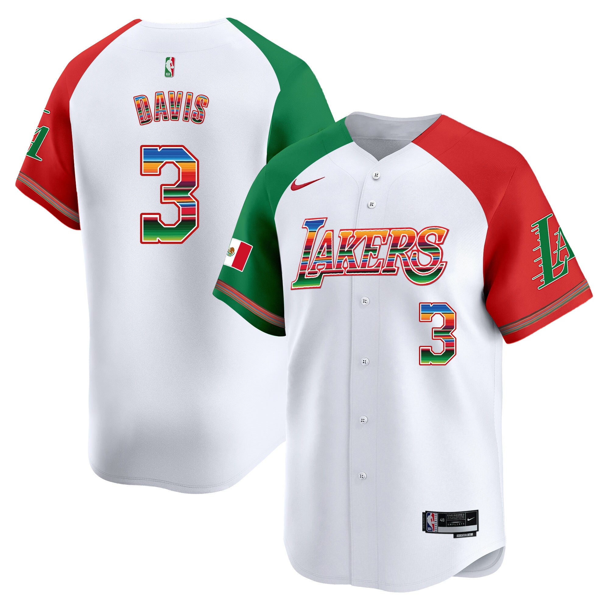 Men's Lakers Mexico Vapor Baseball Jersey - All Stitched - Alternate, Anthony Davis