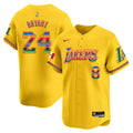Men's Lakers Mexico Vapor Baseball Jersey - All Stitched - Gold, Kobe Bryant