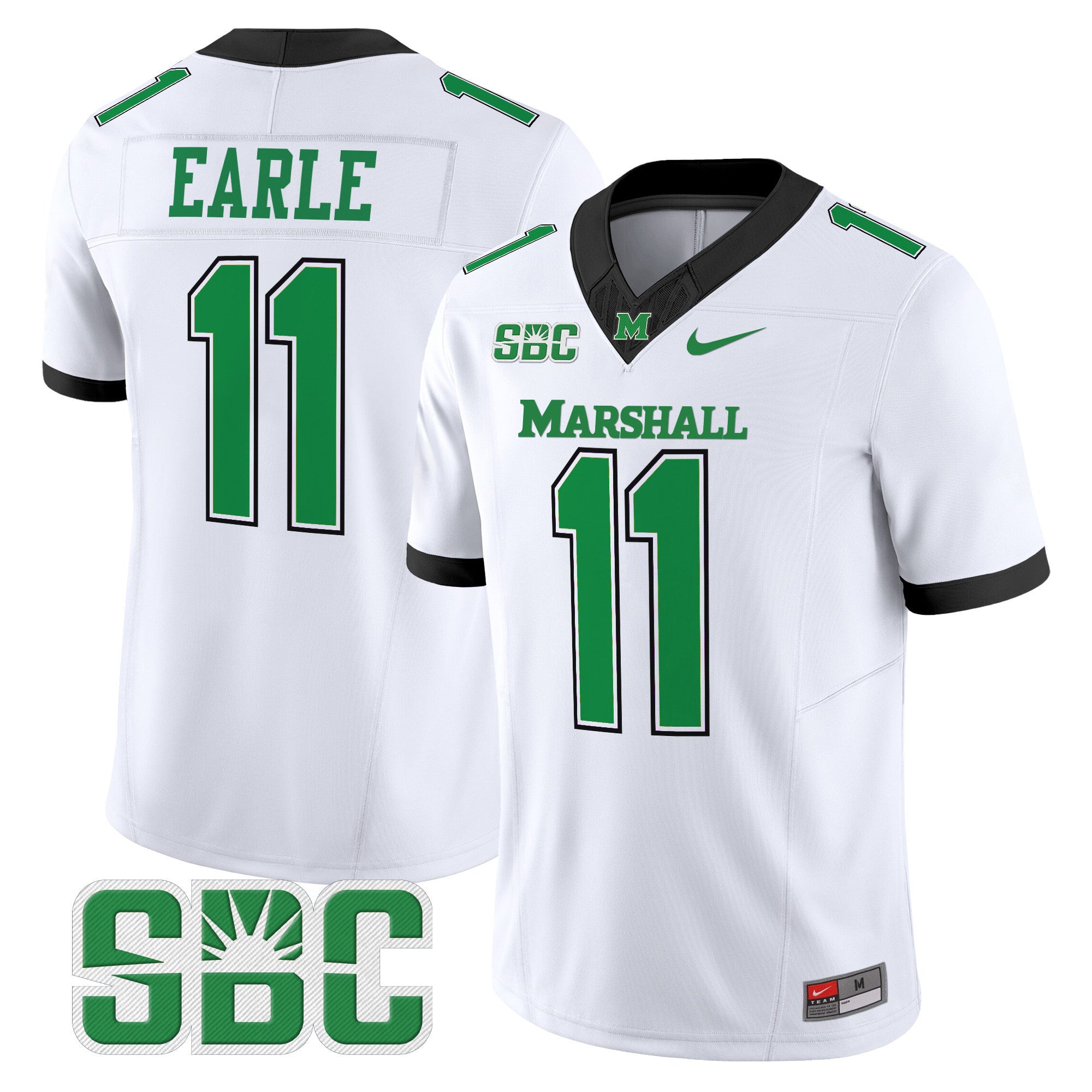 Men's Marshall Thundering Herd 2024 Vapor Limited Jersey - All stitched - White, Stone Earle