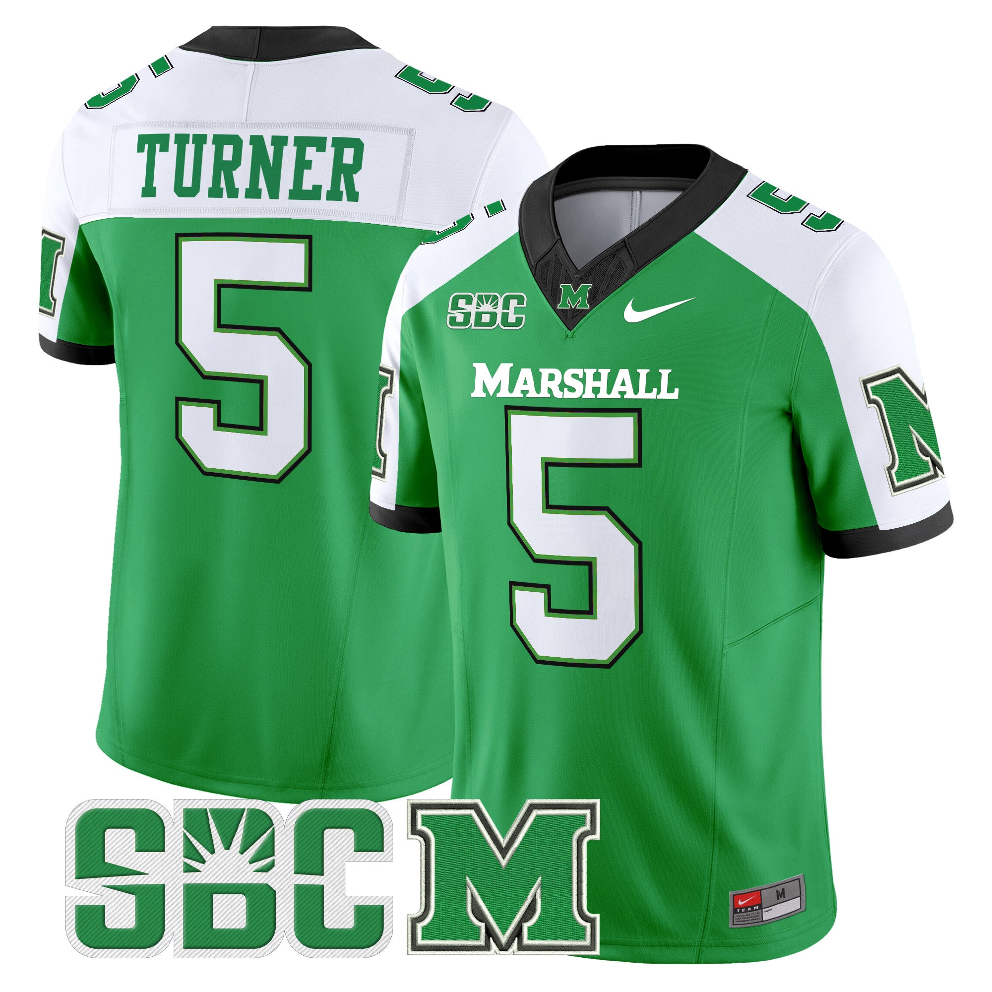 Men's Marshall Thundering Herd 2024 Vapor Limited Jersey - All stitched - Green Alternate, A.J. Turner