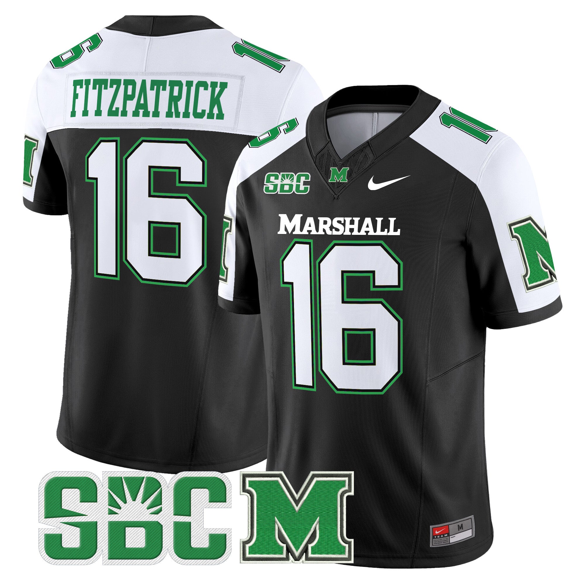Men's Marshall Thundering Herd 2024 Vapor Limited Jersey - All stitched - Black Alternate, Christian Fitzpatrick