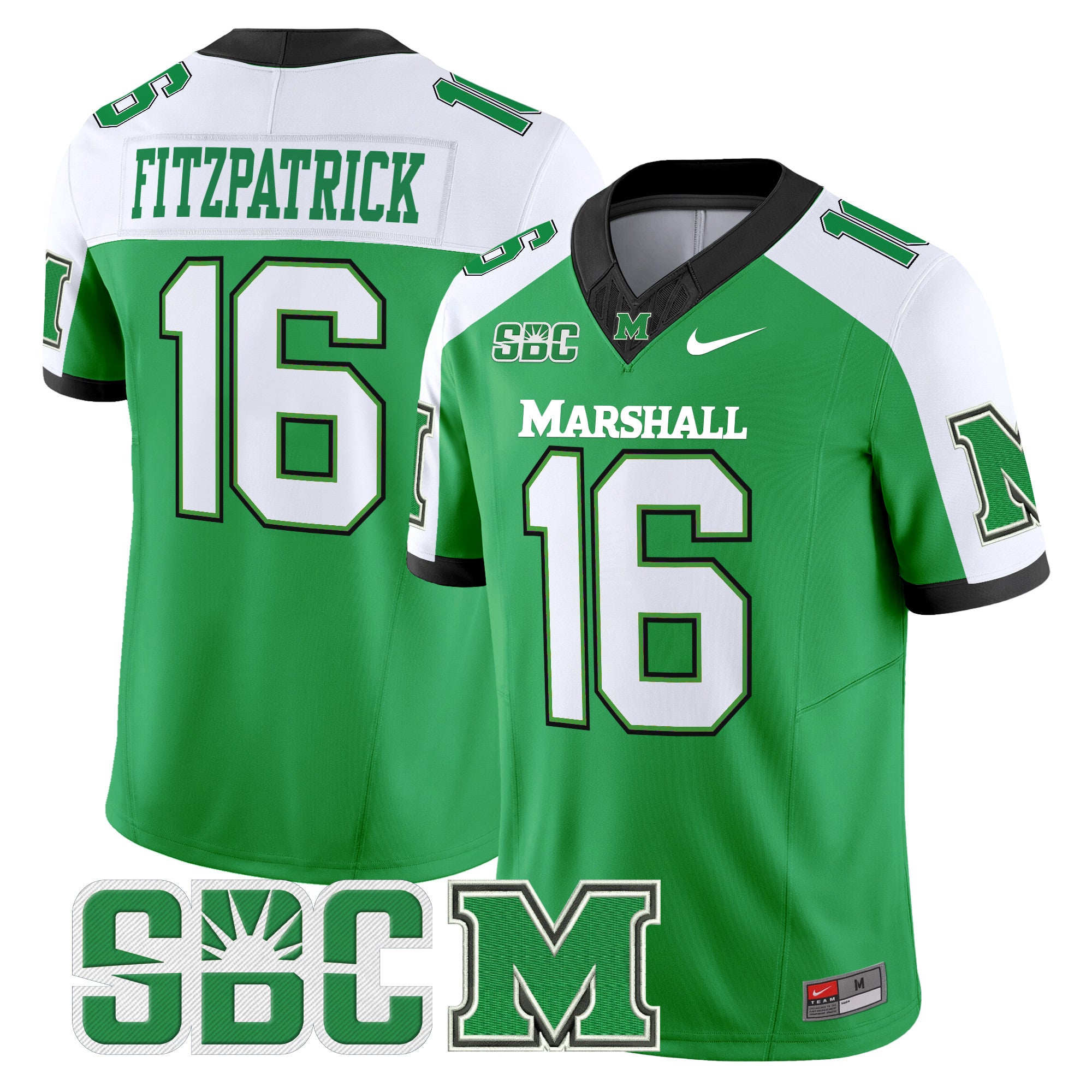 Men's Marshall Thundering Herd 2024 Vapor Limited Jersey - All stitched - Green Alternate, Christian Fitzpatrick