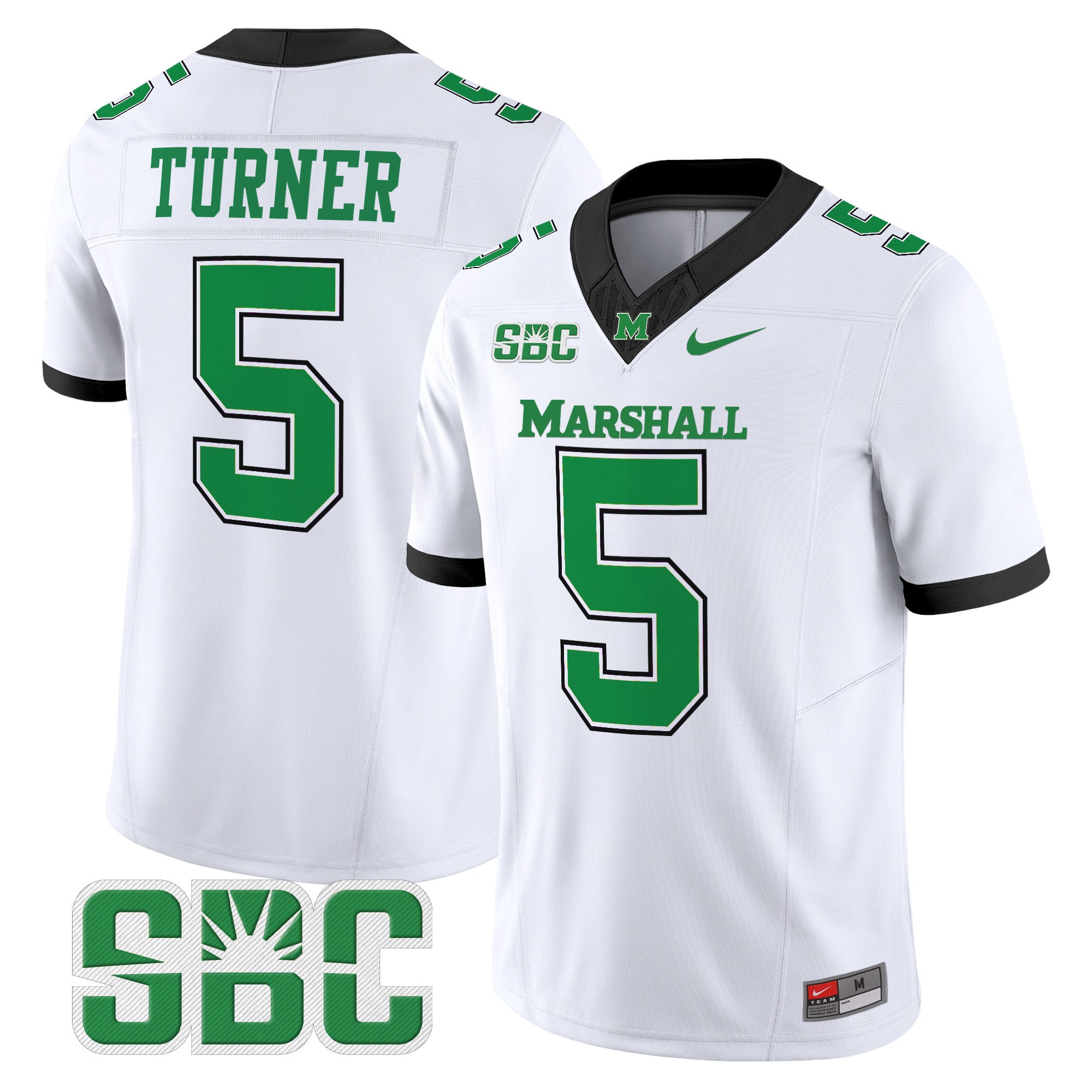 Men's Marshall Thundering Herd 2024 Vapor Limited Jersey - All stitched - White, A.J. Turner