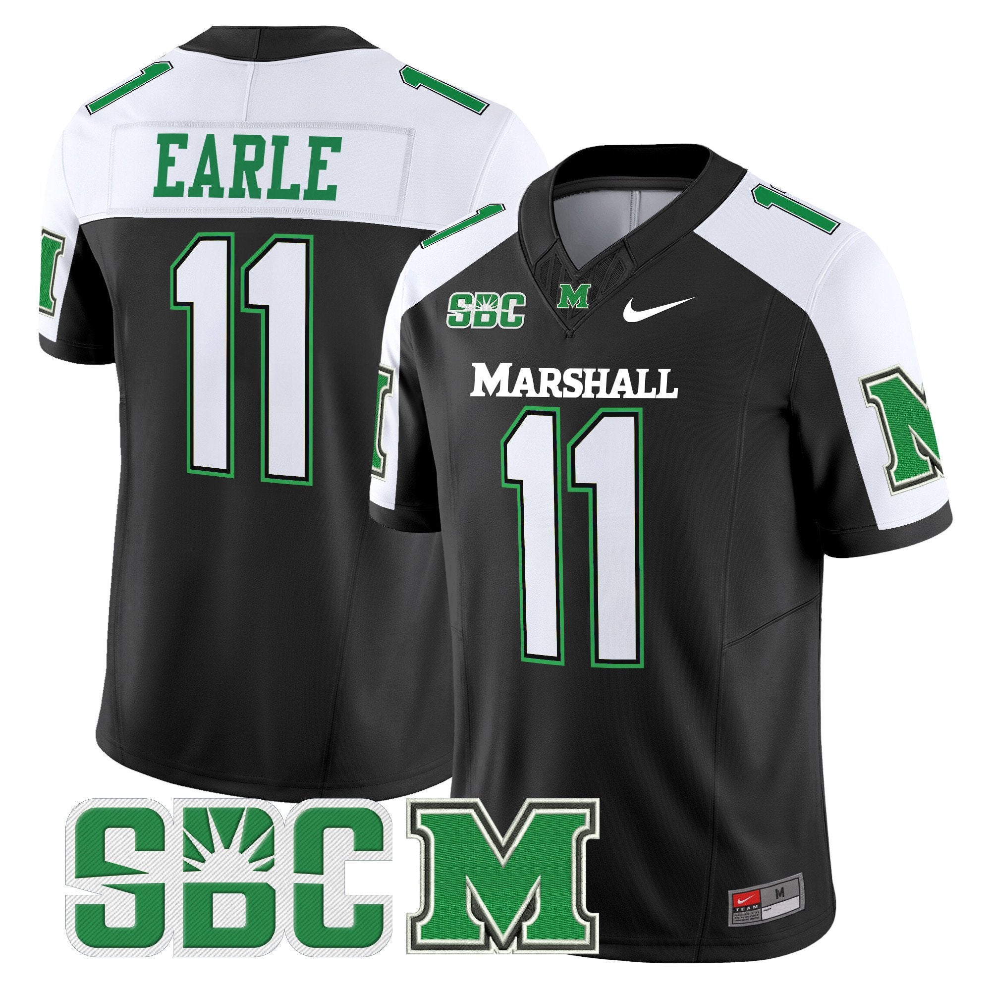 Men's Marshall Thundering Herd 2024 Vapor Limited Jersey - All stitched - Black Alternate, Stone Earle