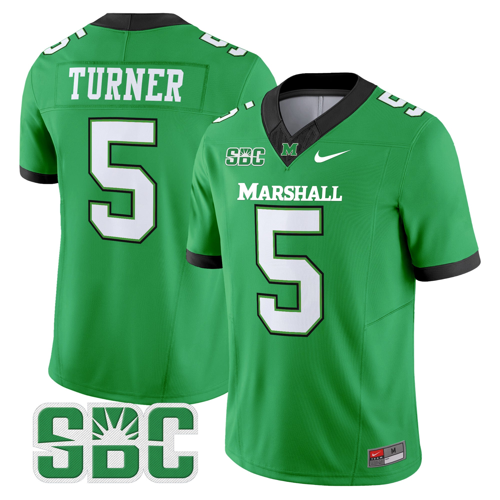 Men's Marshall Thundering Herd 2024 Vapor Limited Jersey - All stitched - Kelly Green, A.J. Turner