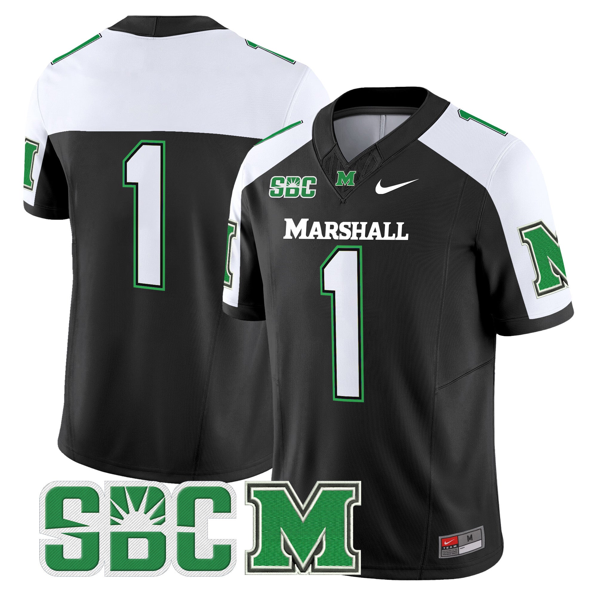 Men's Marshall Thundering Herd 2024 Vapor Limited Jersey - All stitched - Black Alternate, #1 Team