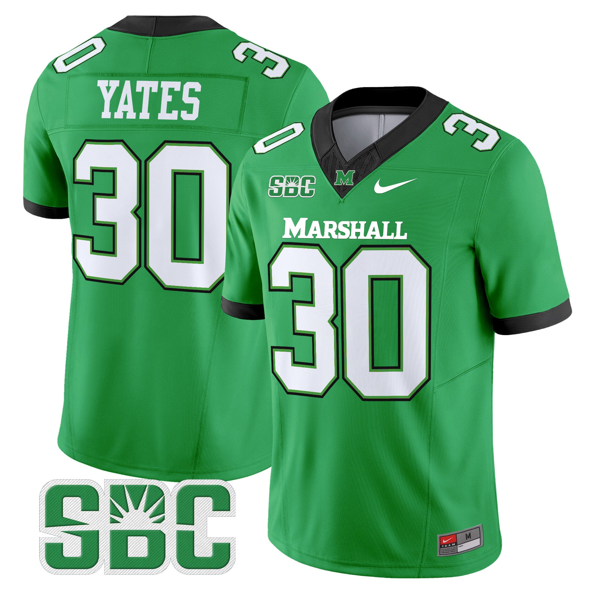 Men's Marshall Thundering Herd 2024 Vapor Limited Jersey - All stitched - Kelly Green, Jaden Yates