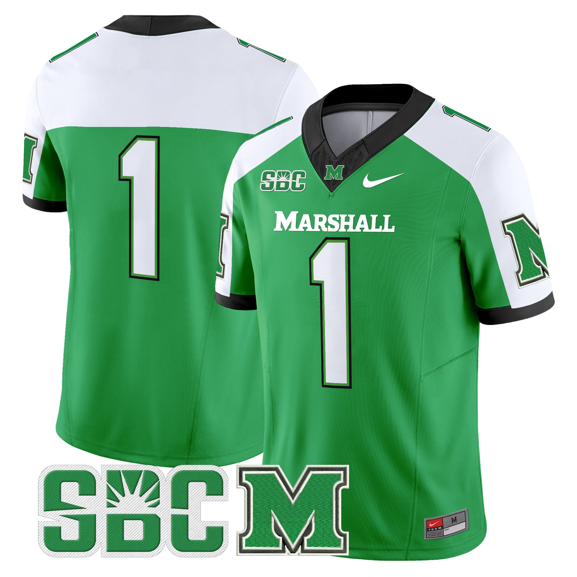 Men's Marshall Thundering Herd 2024 Vapor Limited Jersey - All stitched - Green Alternate, #1 Team