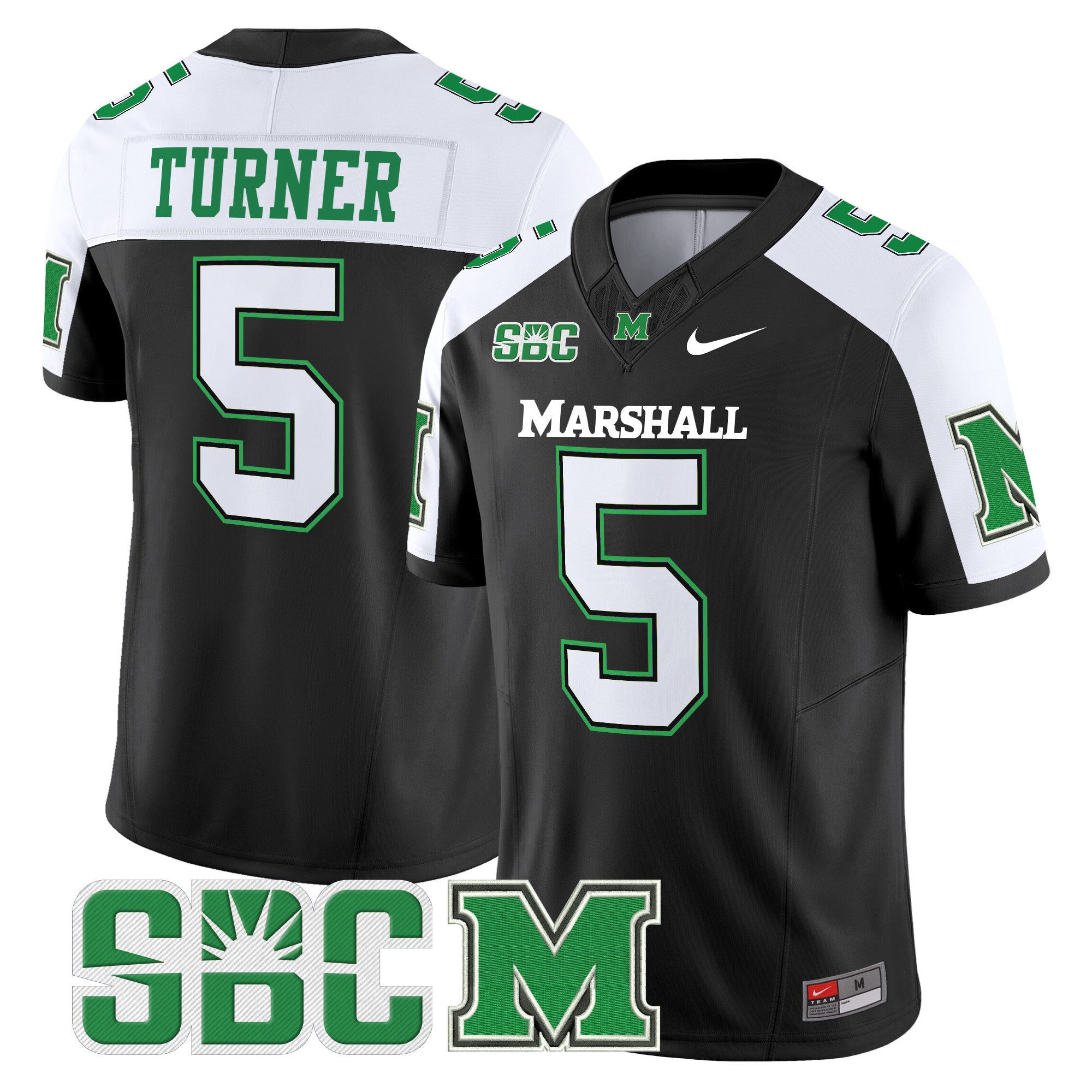 Men's Marshall Thundering Herd 2024 Vapor Limited Jersey - All stitched - Black Alternate, A.J. Turner