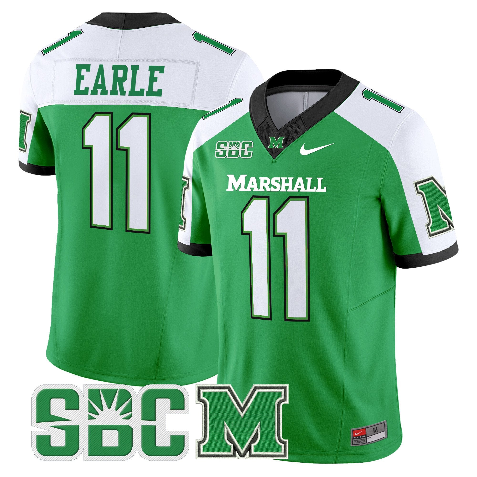 Men's Marshall Thundering Herd 2024 Vapor Limited Jersey - All stitched - Green Alternate, Stone Earle