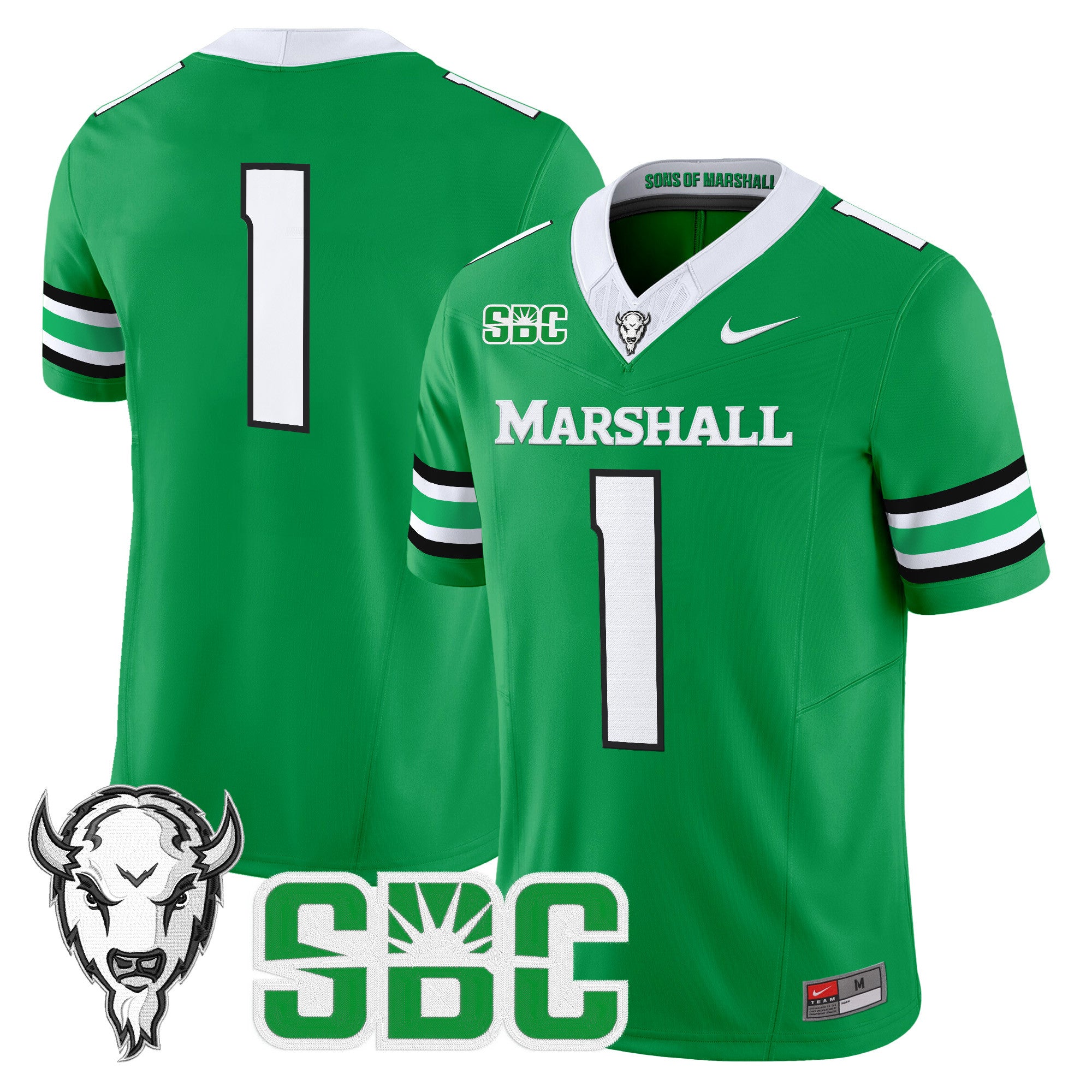 Men's Marshall Thundering Herd 2025 Vapor Limited Jersey - All stitched - Kelly Green, #1Team