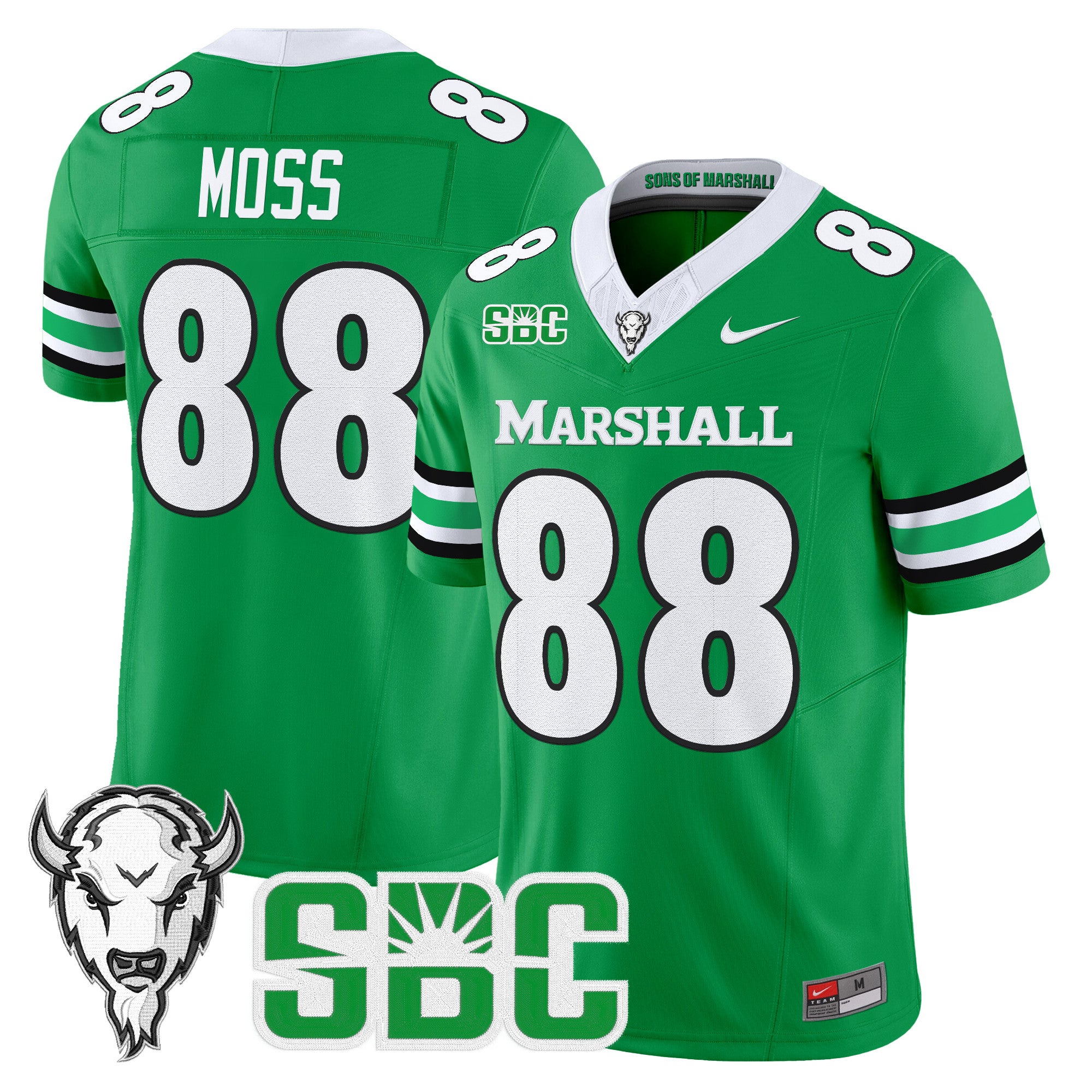 Men's Marshall Thundering Herd 2025 Vapor Limited Jersey - All stitched - Kelly Green, Randy Moss