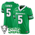 Men's Marshall Thundering Herd 2025 Vapor Limited Jersey - All stitched - Kelly Green, A.J. Turner