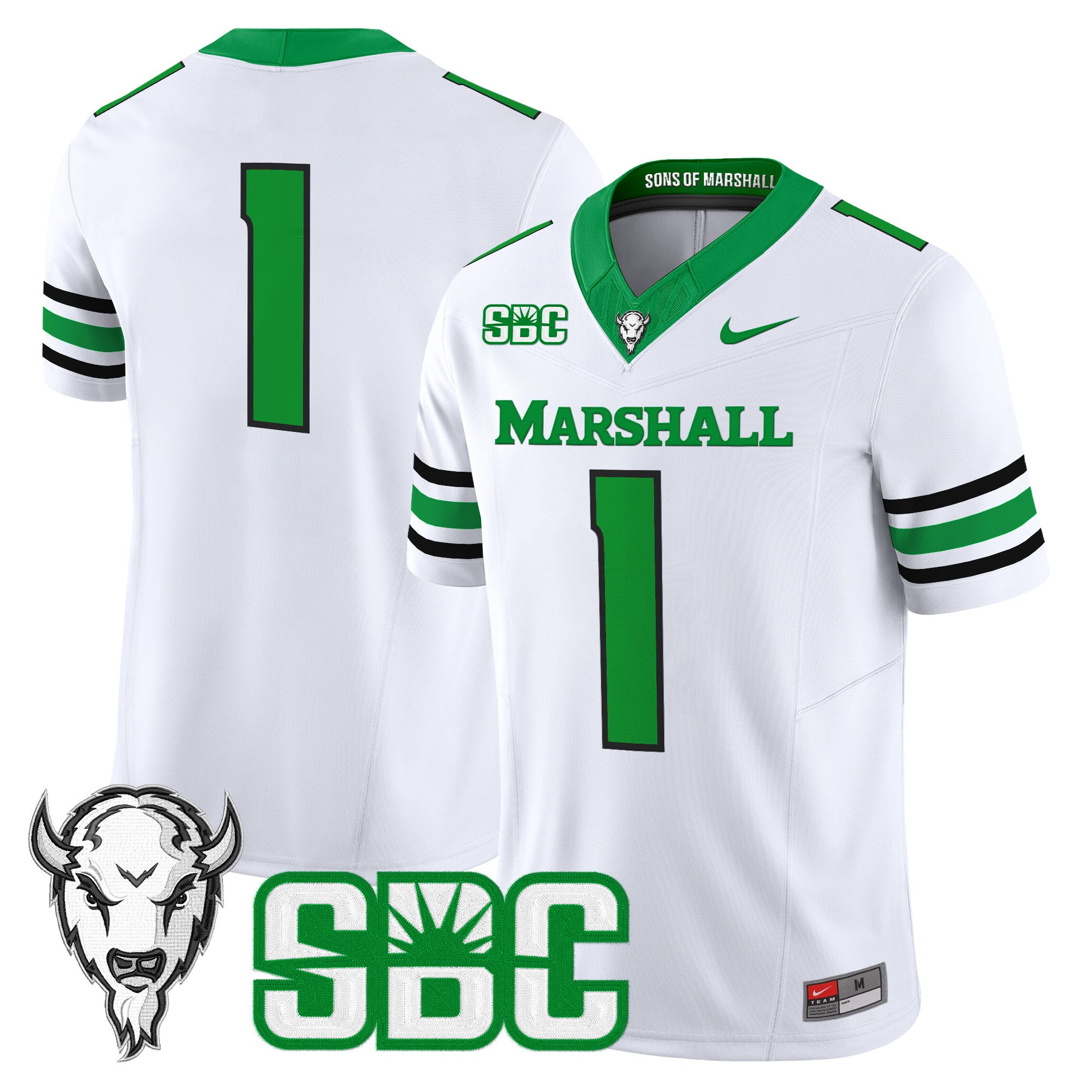 Men's Marshall Thundering Herd 2025 Vapor Limited Jersey - All stitched - White, #1Team