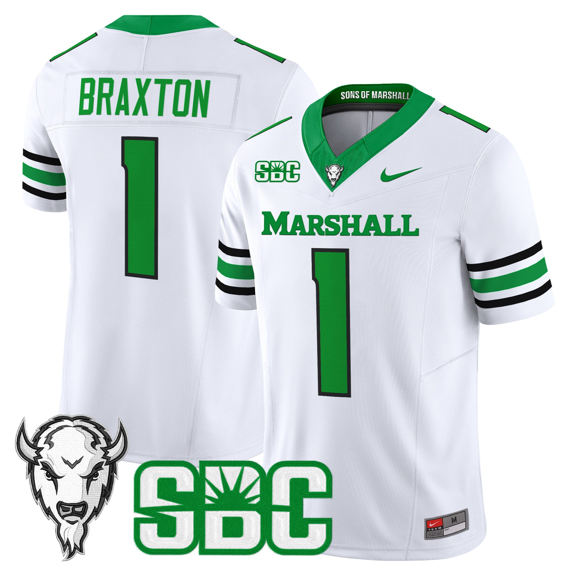 Men's Marshall Thundering Herd 2025 Vapor Limited Jersey - All stitched - White, Braylon Braxton