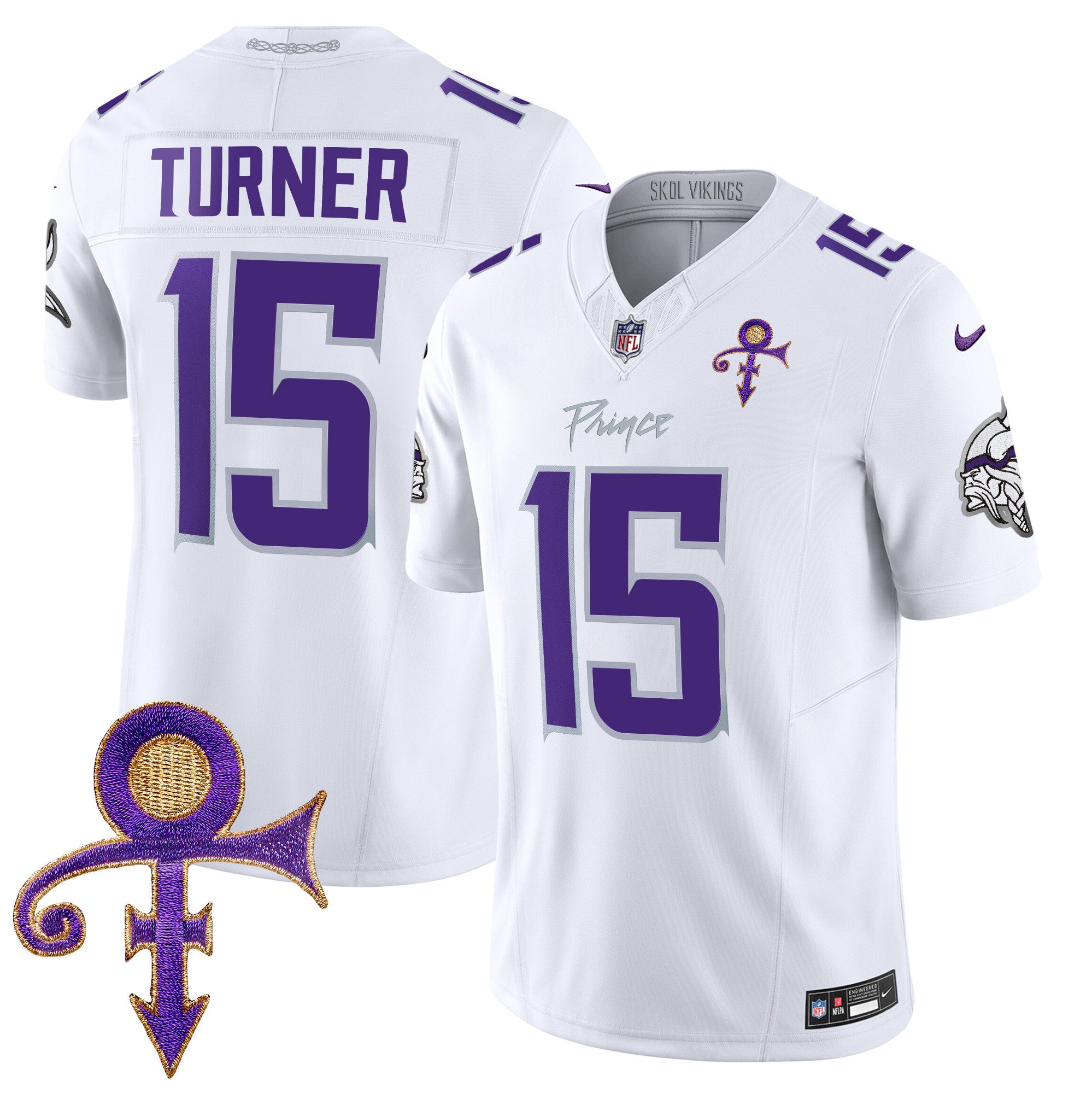 Men's Minnesota Vikings 2024 Prince Vapor Limited Jersey - All Stitched - White Limited, Dallas Turner