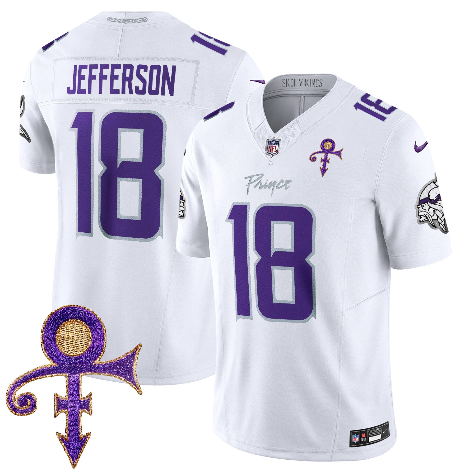 Men's Minnesota Vikings 2024 Prince Vapor Limited Jersey - All Stitched - White Limited, Justin Jefferson