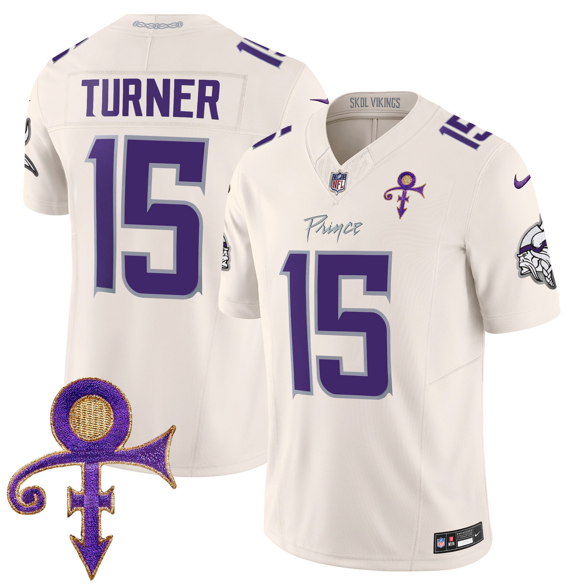 Men's Minnesota Vikings 2024 Prince Vapor Limited Jersey - All Stitched - Cream, Dallas Turner