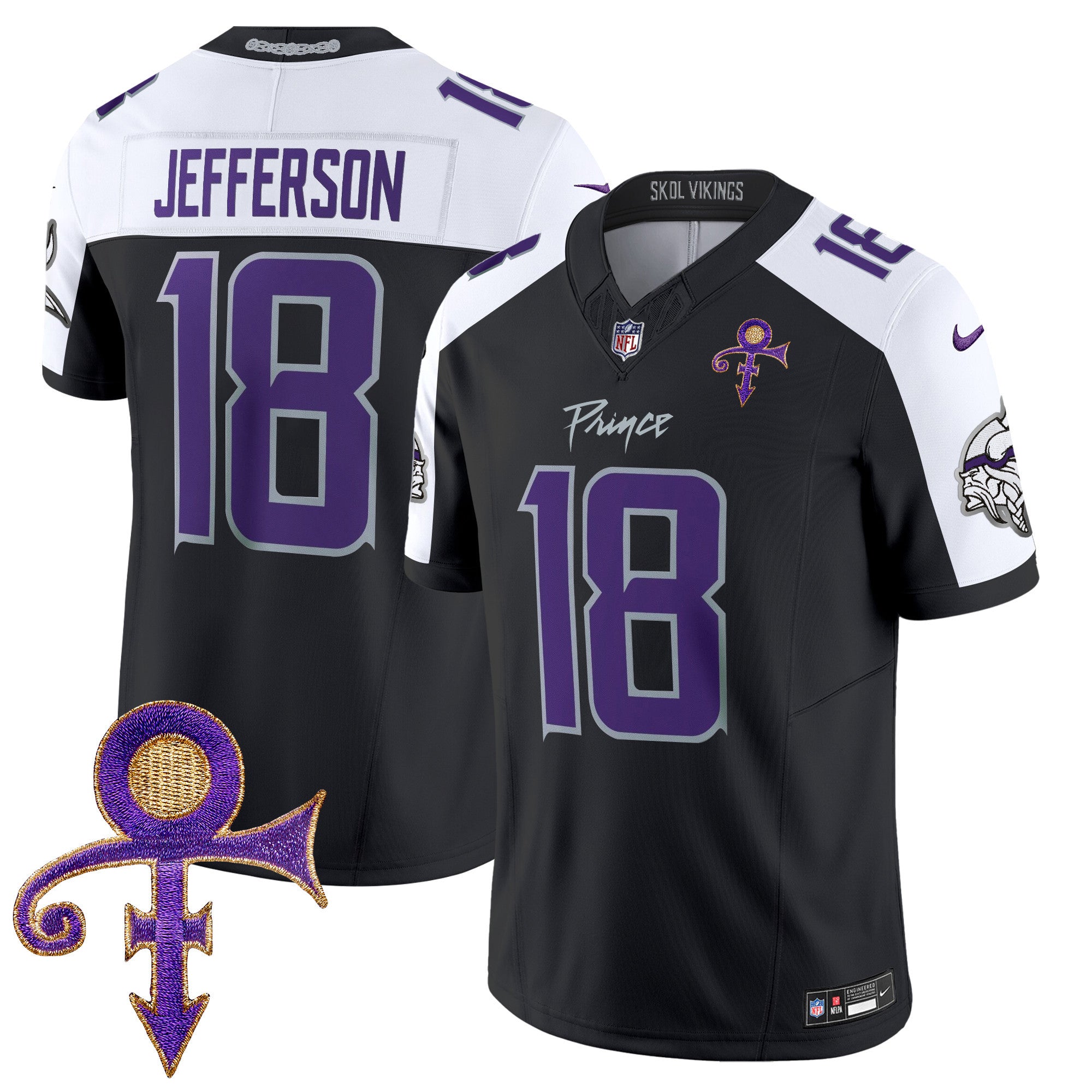 Men's Minnesota Vikings 2024 Prince Vapor Limited Jersey - All Stitched - Black Alternate, Justin Jefferson