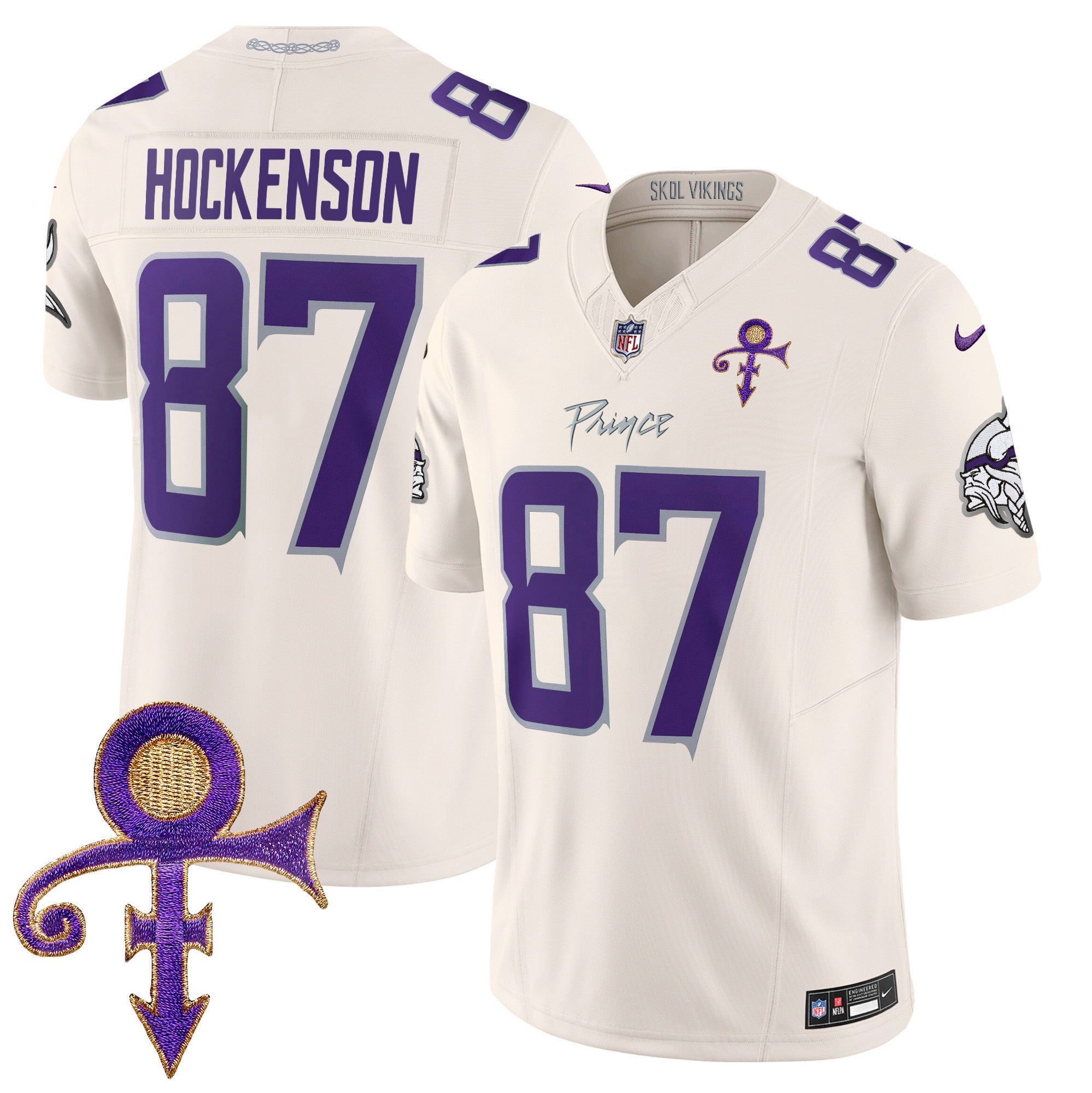 Men's Minnesota Vikings 2024 Prince Vapor Limited Jersey - All Stitched - Cream, T.J. Hockenson