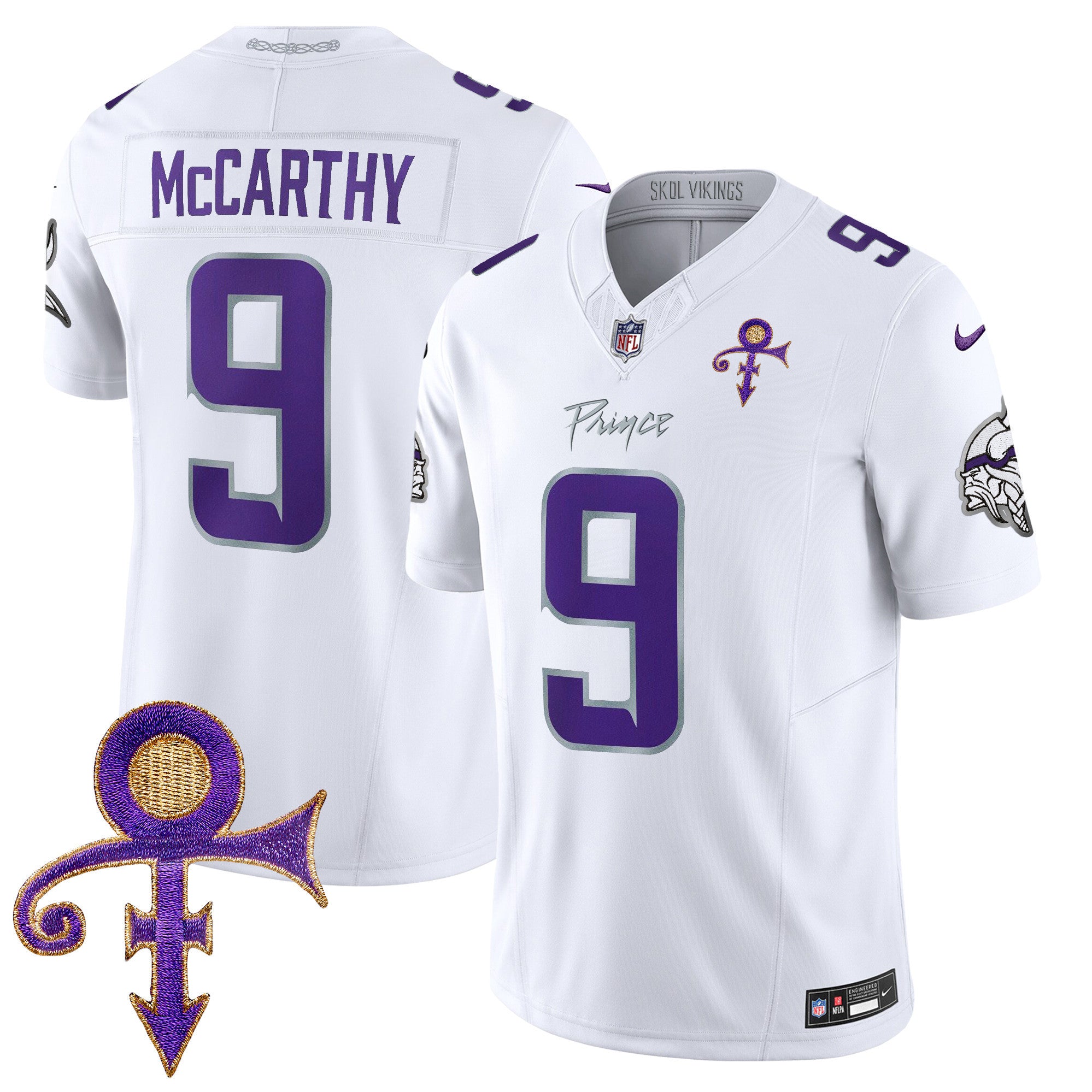 Men's Minnesota Vikings 2024 Prince Vapor Limited Jersey - All Stitched - White Limited, J.J. McCarthy