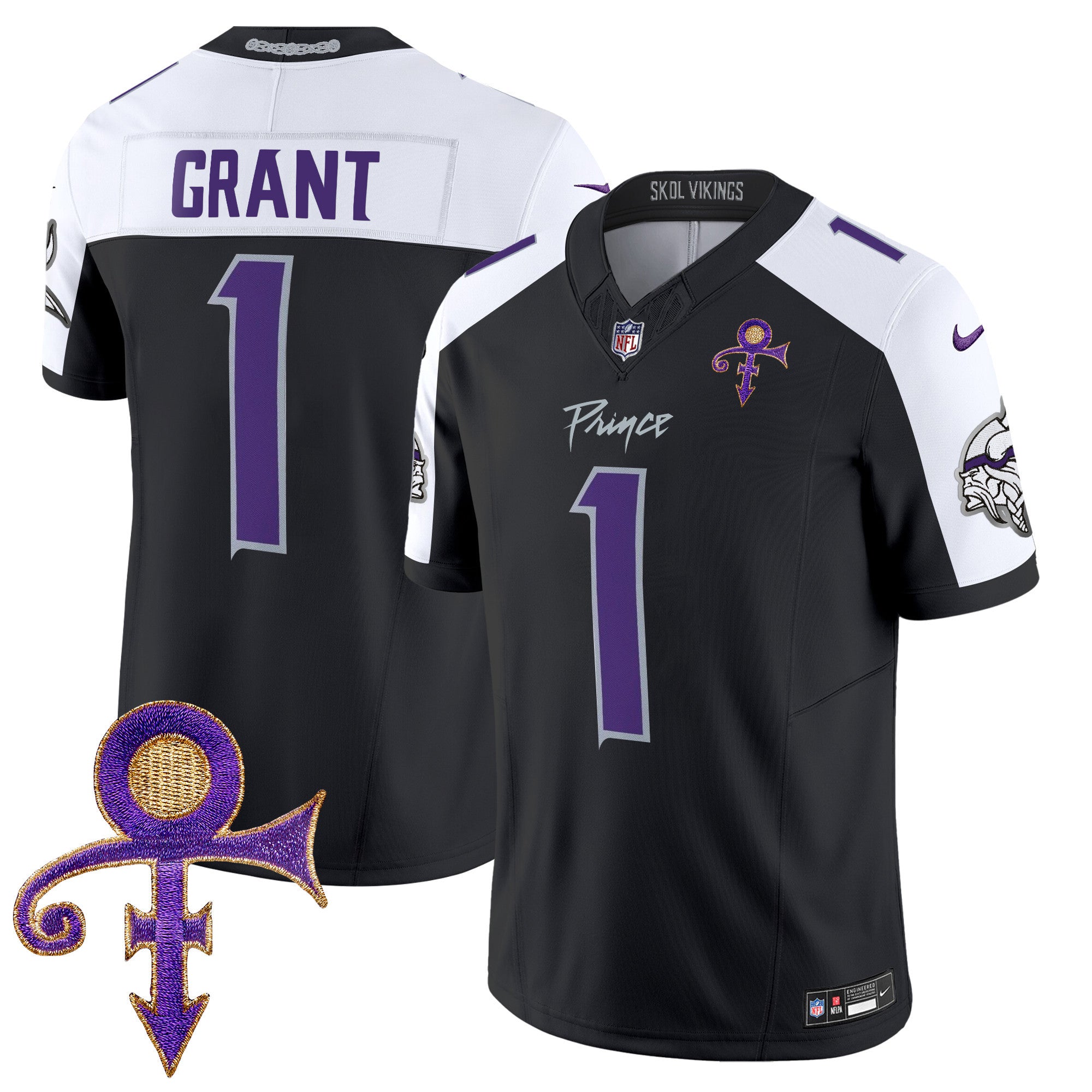 Men's Minnesota Vikings 2024 Prince Vapor Limited Jersey - All Stitched - Black Alternate, Bud Grant