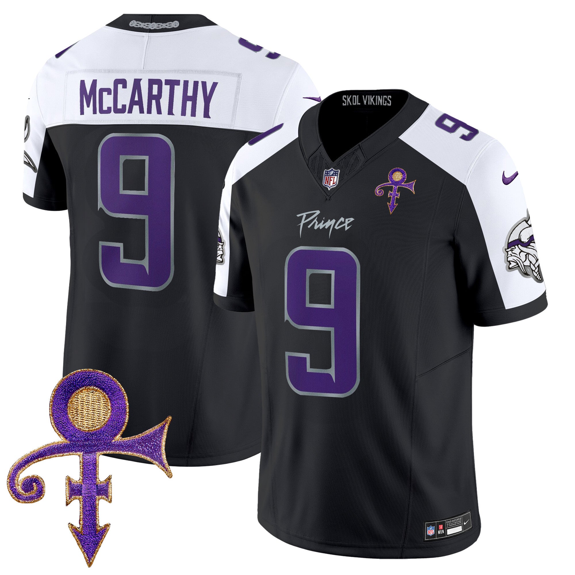 Men's Minnesota Vikings 2024 Prince Vapor Limited Jersey - All Stitched - Black Alternate, J.J. McCarthy