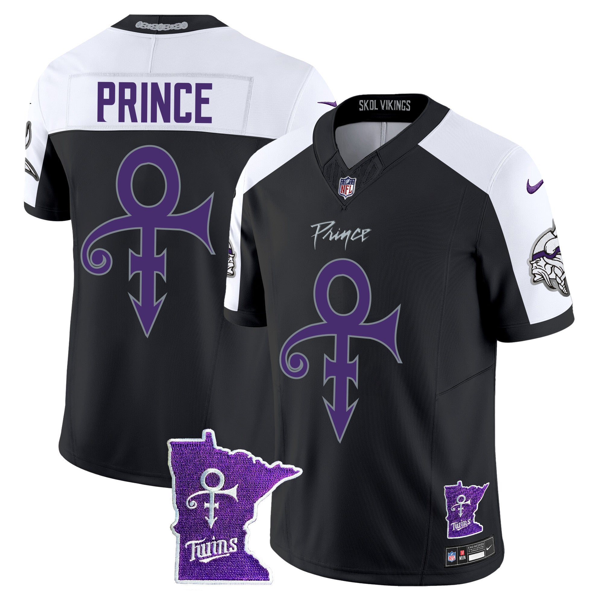 Men's Minnesota Vikings 2024 Prince Vapor Limited Jersey V2 - All Stitched - Black Alternate, Prince