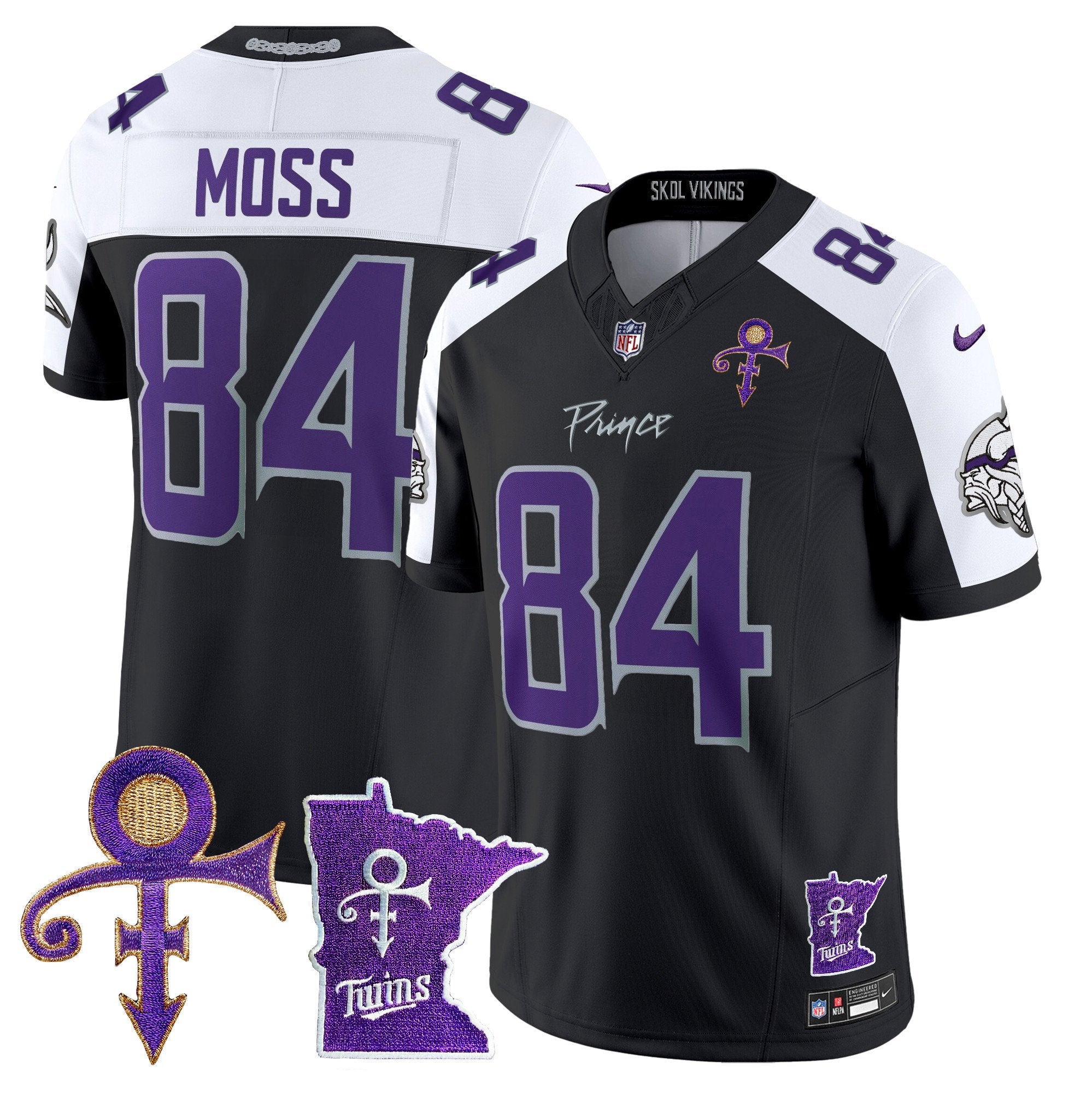Men's Minnesota Vikings 2024 Prince Vapor Limited Jersey V2 - All Stitched - Black Alternate, Randy Moss