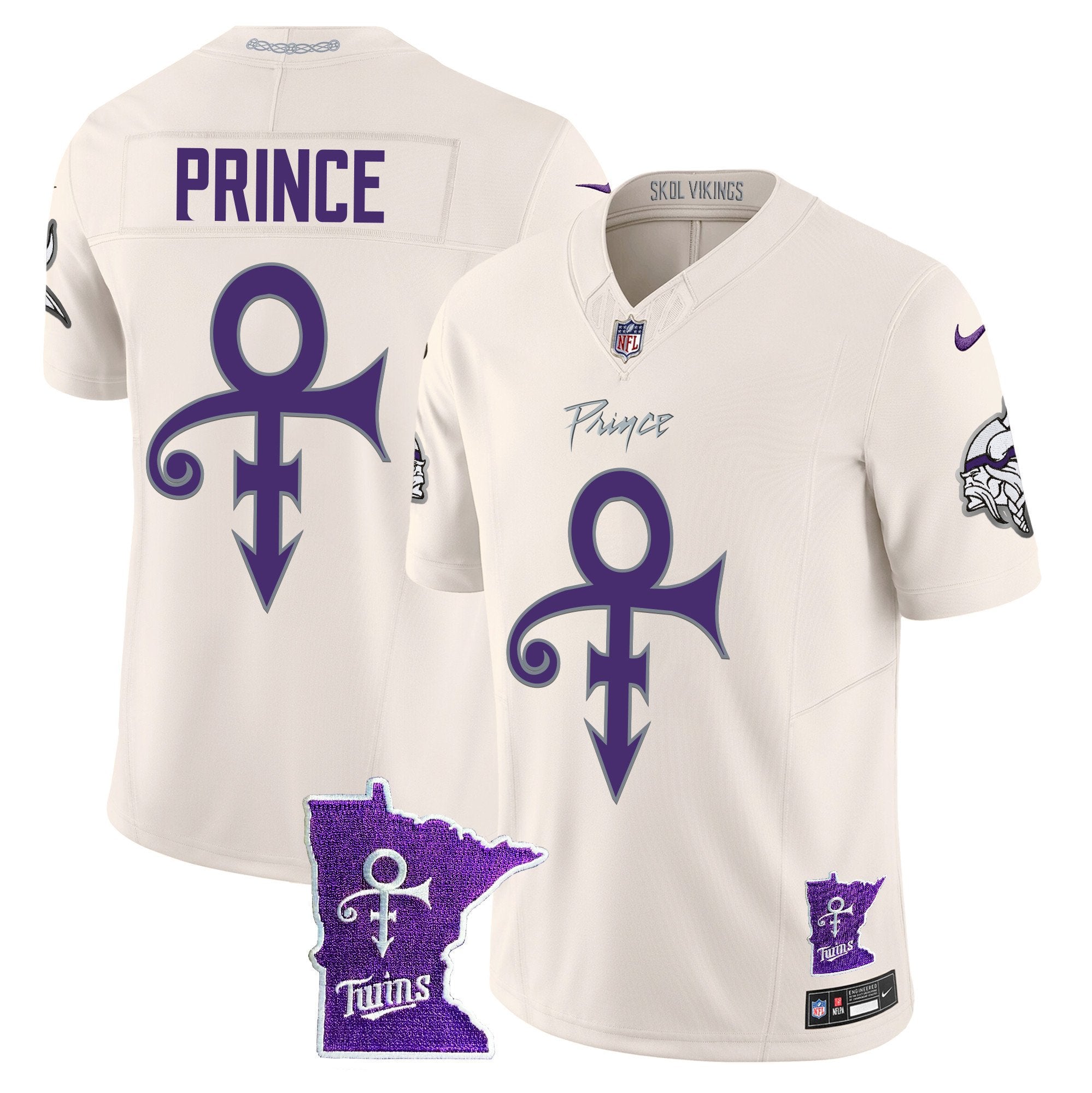 Men's Minnesota Vikings 2024 Prince Vapor Limited Jersey V2 - All Stitched - Cream, Prince
