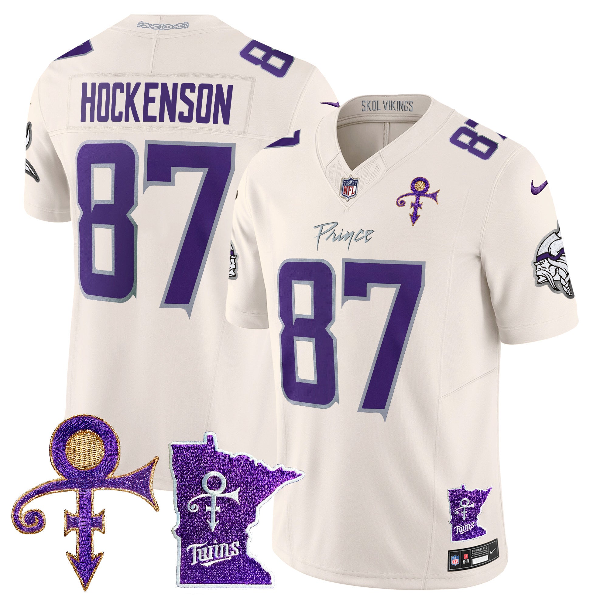 Men's Minnesota Vikings 2024 Prince Vapor Limited Jersey V2 - All Stitched - Cream, T.J. Hockenson