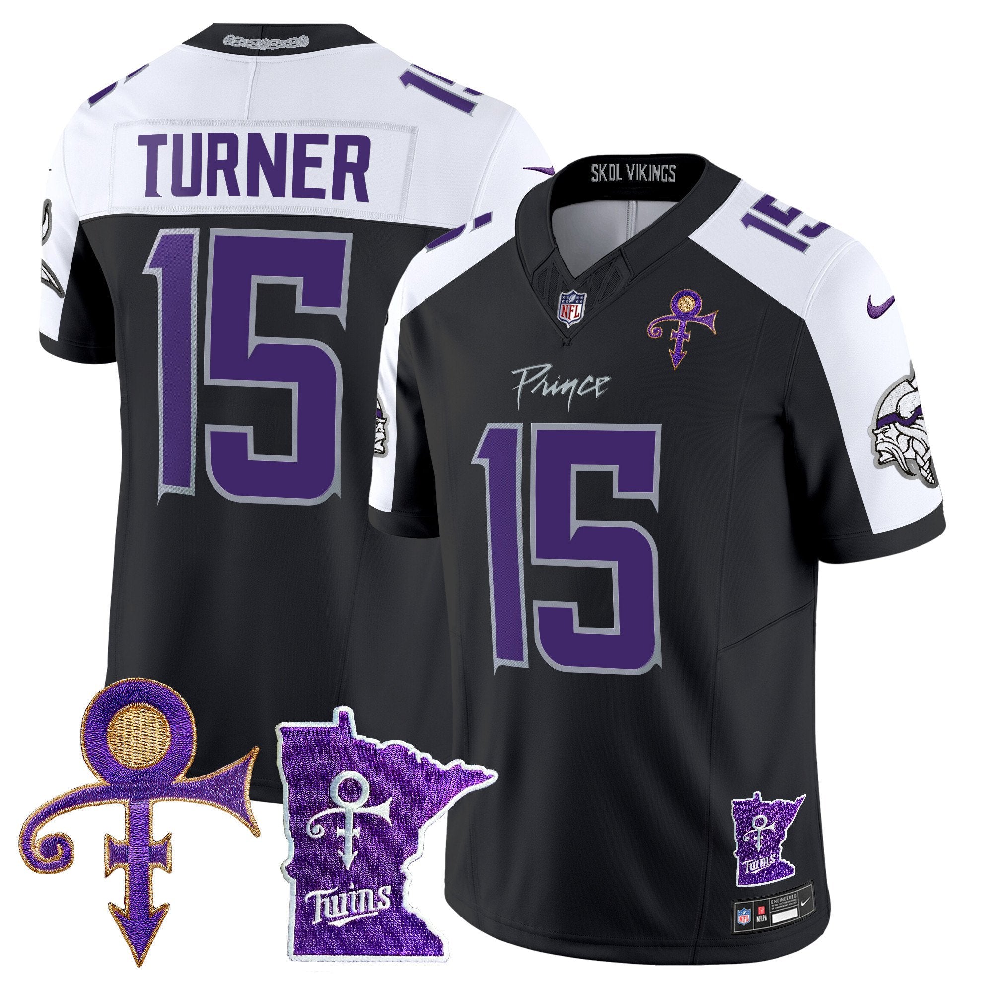 Men's Minnesota Vikings 2024 Prince Vapor Limited Jersey V2 - All Stitched - Black Alternate, Dallas Turner