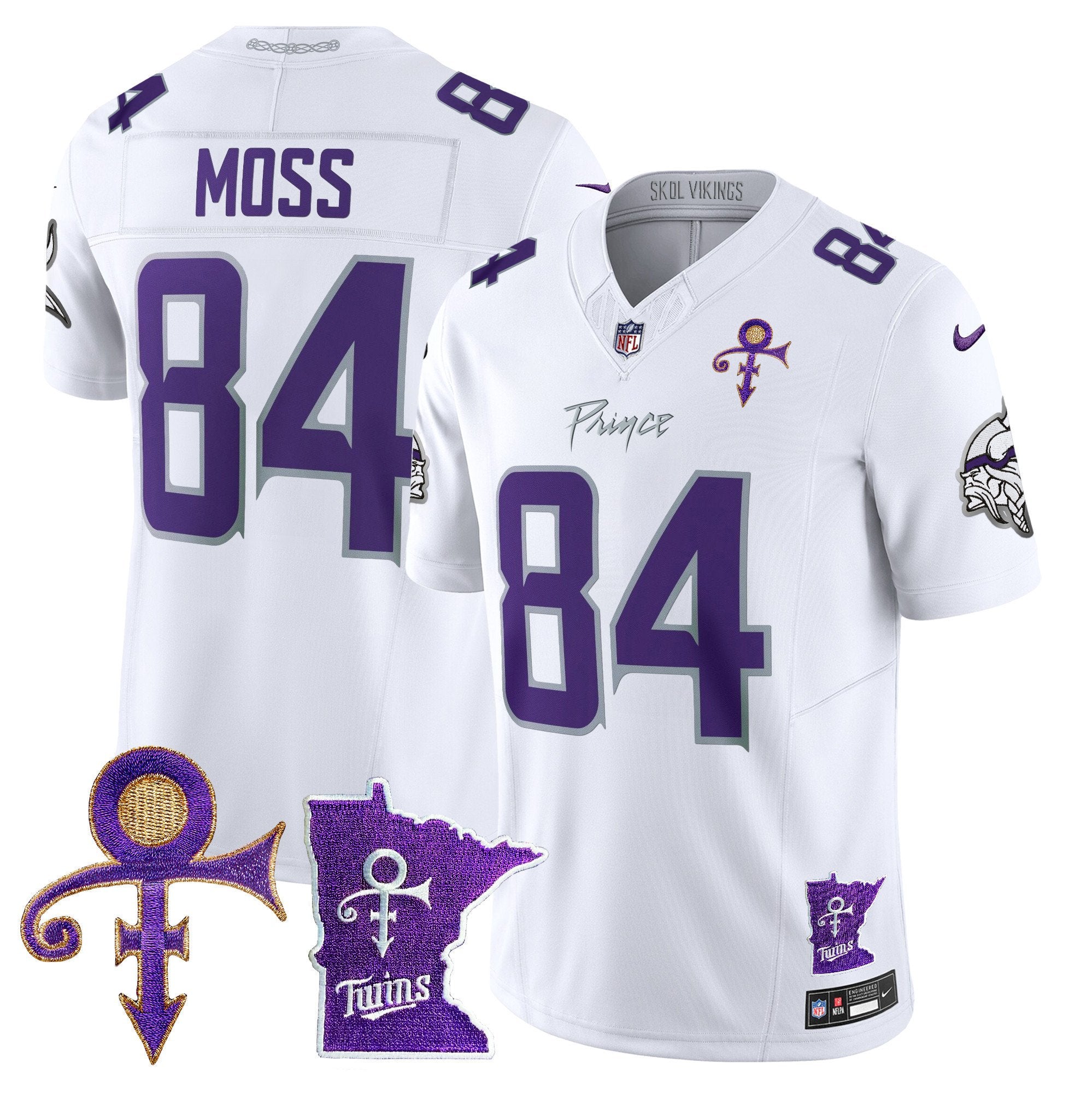 Men's Minnesota Vikings 2024 Prince Vapor Limited Jersey V2 - All Stitched - White Limited, Randy Moss